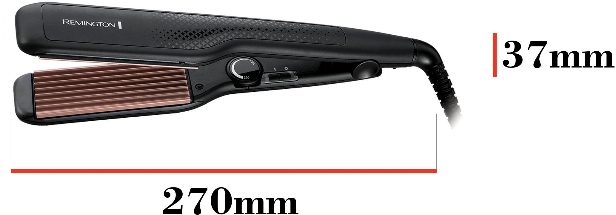 Remington Welleneisen »Ceramic Crimp, Kreppeisen, S3580«, Keramik-Turmalin-Beschichtung, für Wellen & Volumen, 4-facher Schutz für feines & dickes Haar