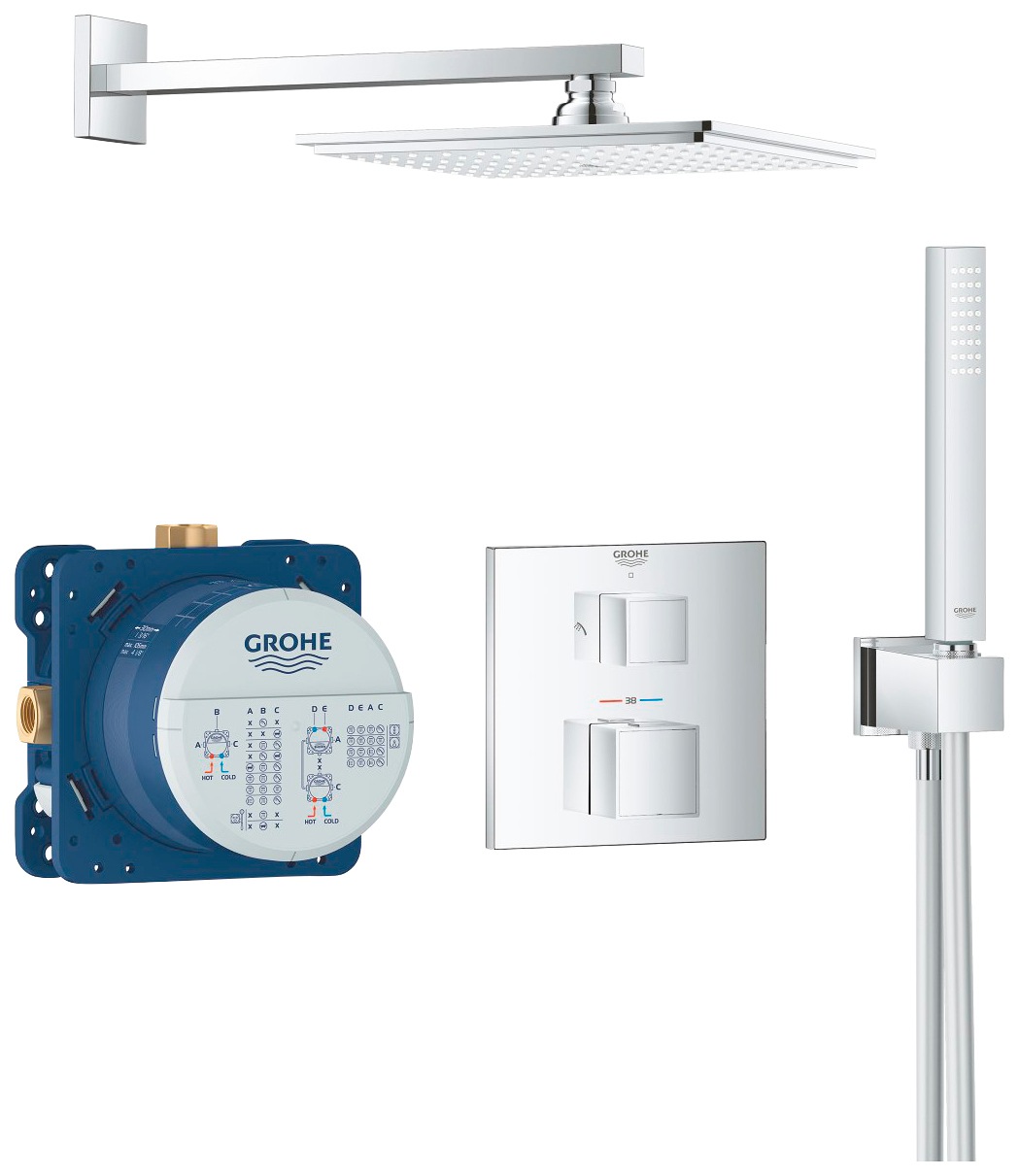 Grohe Duschsystem »Grohtherm Cube«, (Set), eckig, chrom kaufen