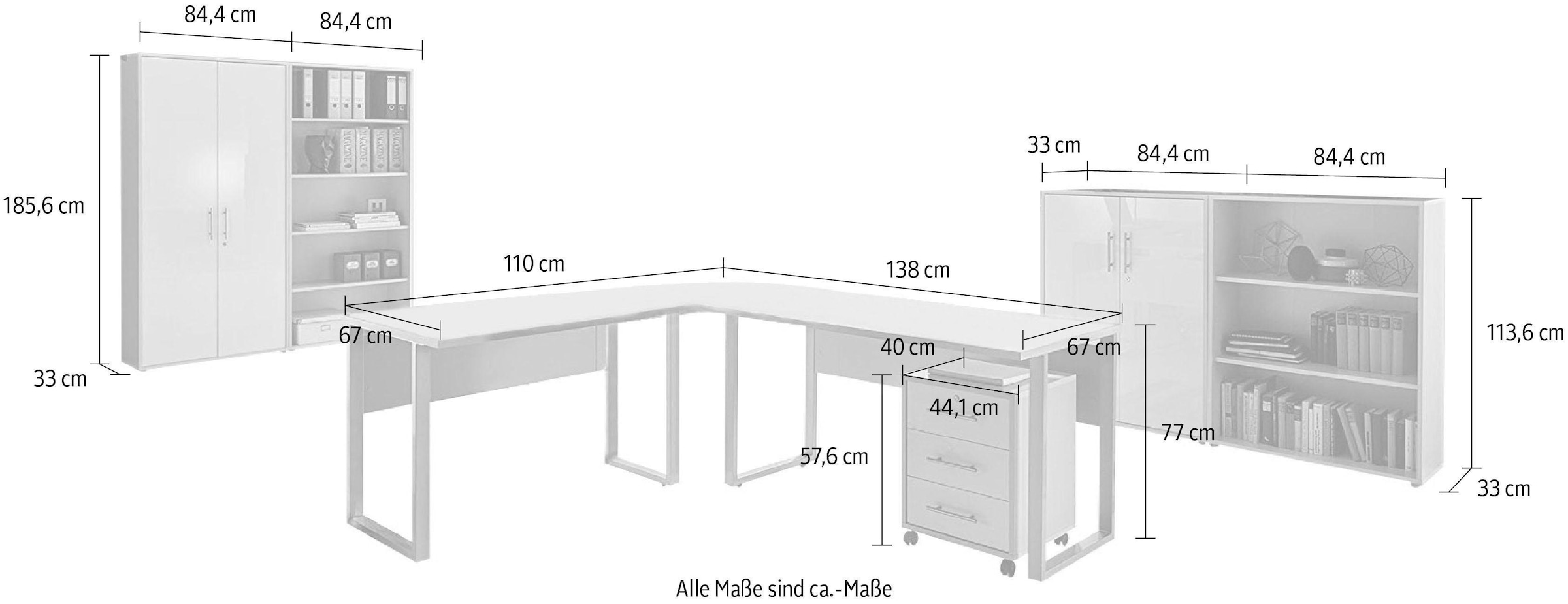 BMG Möbel Büromöbel-Set »Tabor Office 1«, (Set, 8 tlg.)