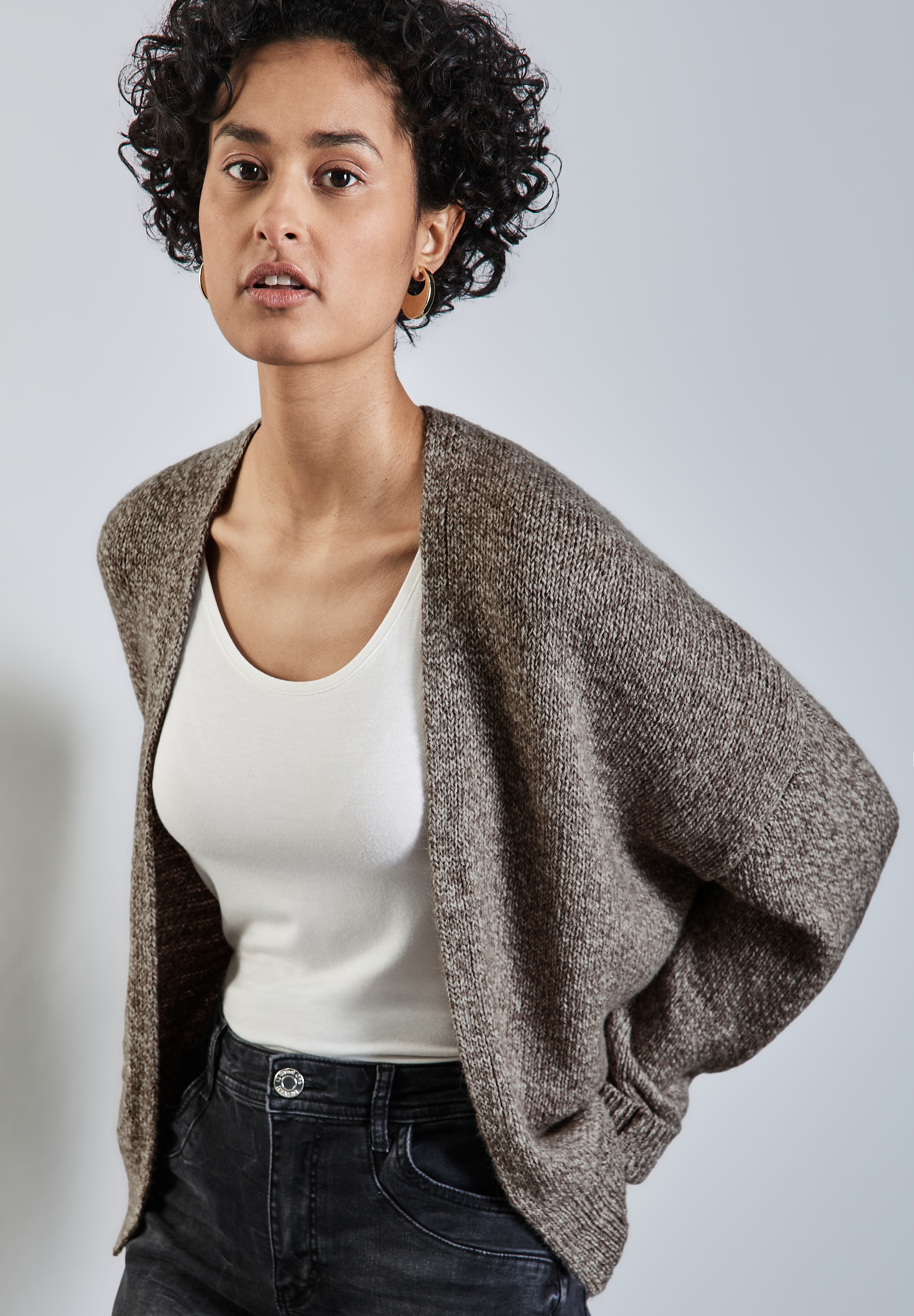 STREET ONE Cardigan, in offener Form, in melierter Optik