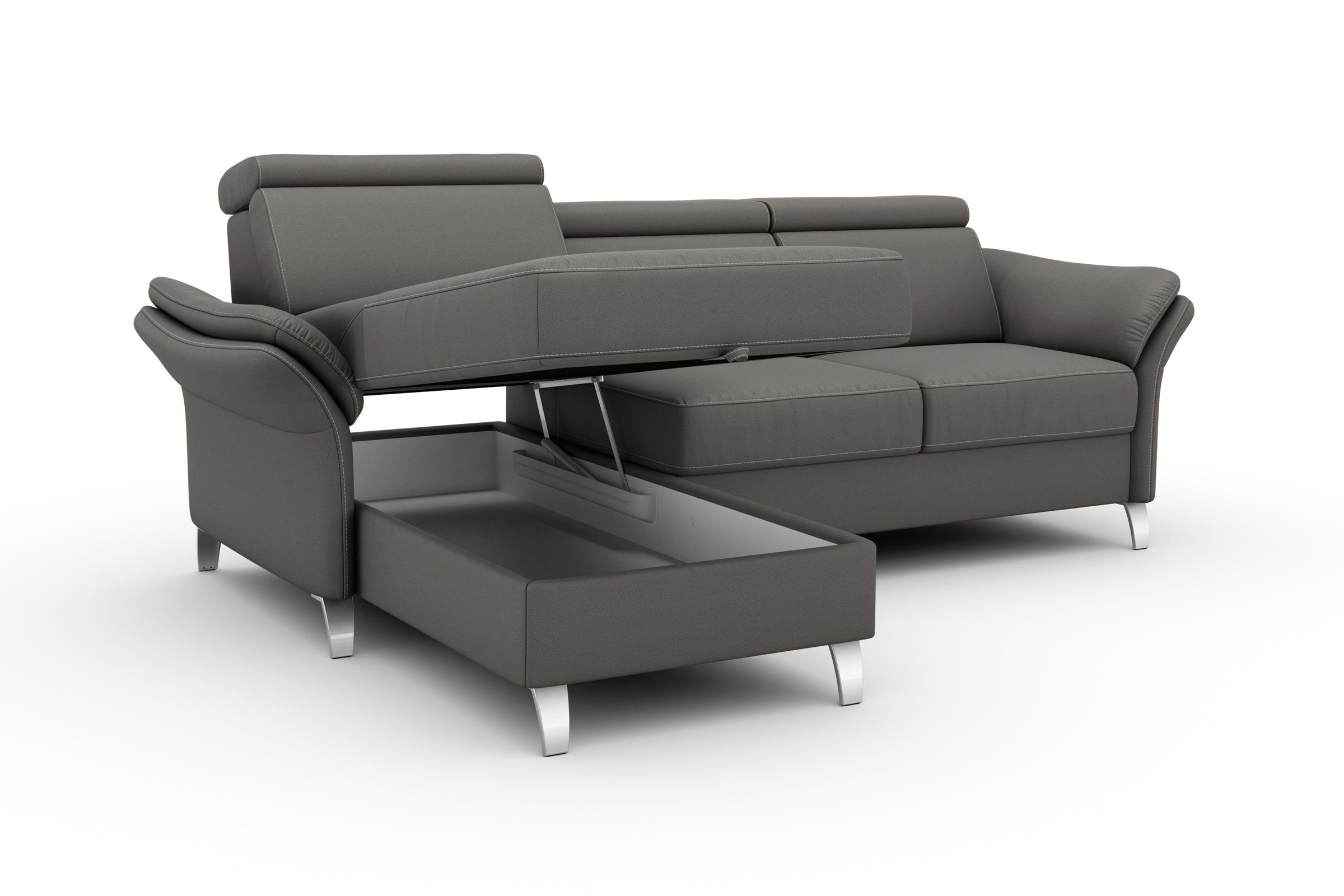 sit&more Ecksofa »Vincenzo L-Form«, inklusive Kopfteilverstellung, wahlweise mit Bettfunktion, Bettkasten