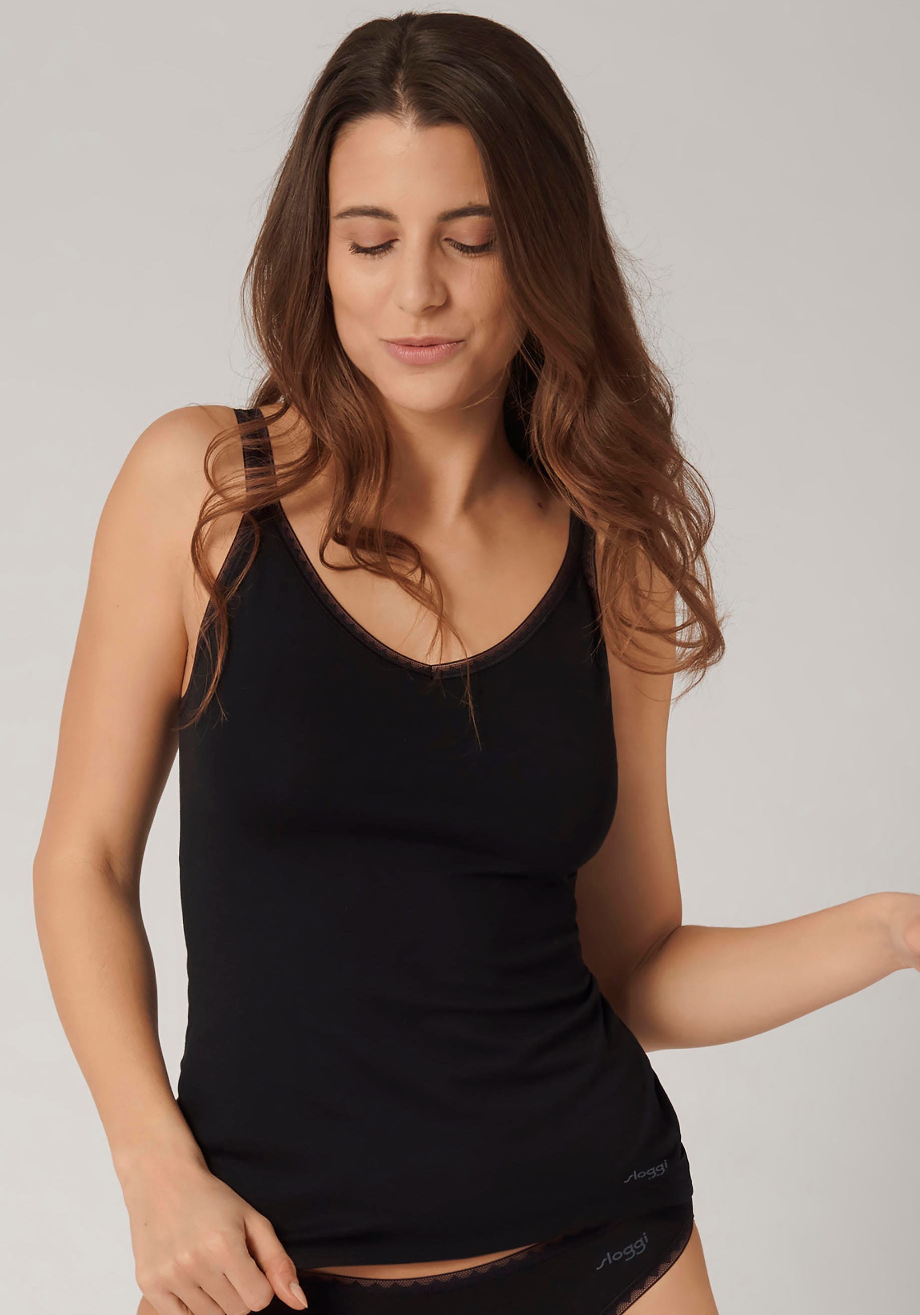 sloggi Unterhemd »GO Shirt 01 C2P«, (2 St., 2er Pack), zarte Spitzendetails