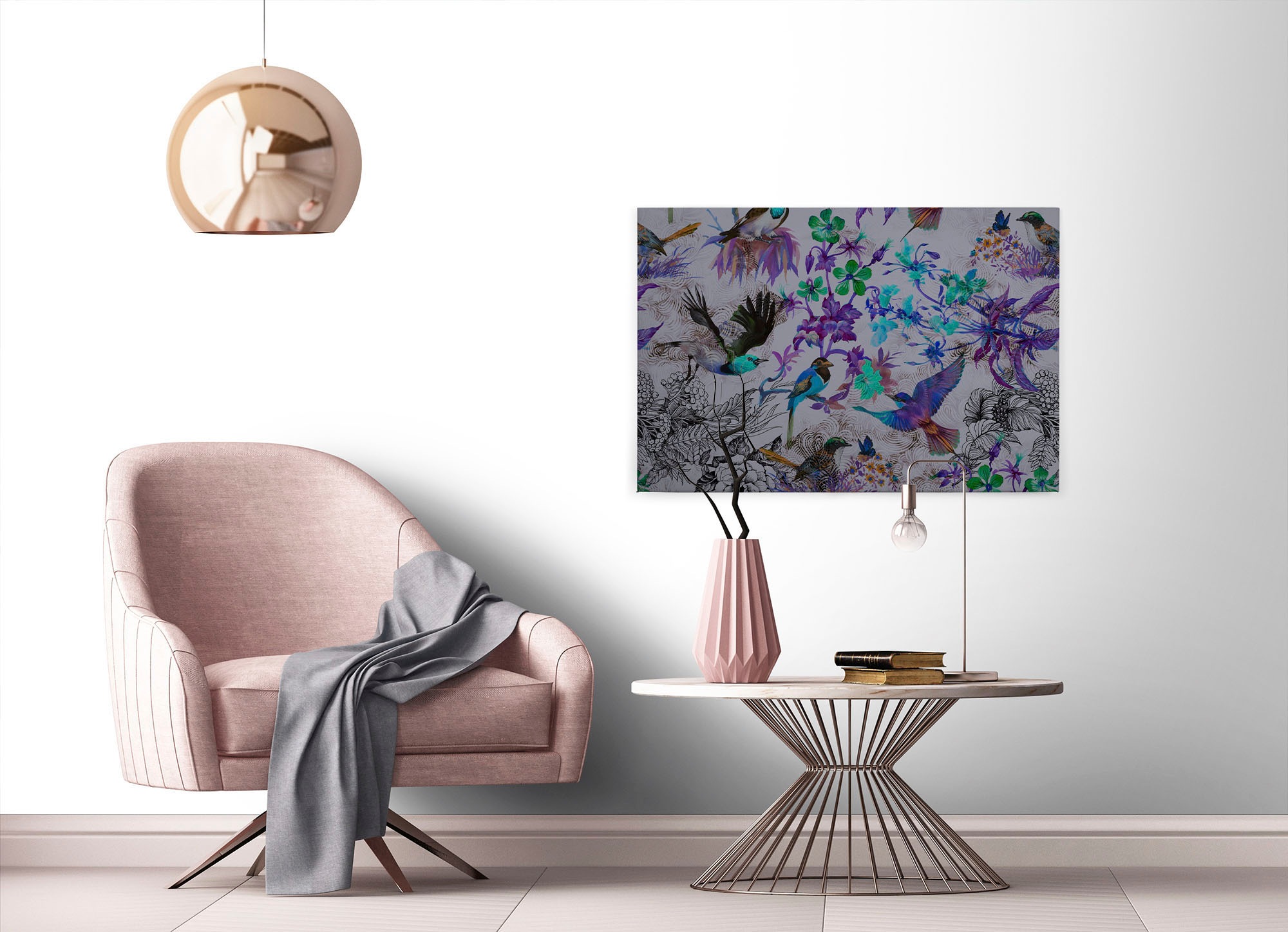 A.S. Création Leinwandbild »funky birds«, Kunst-Vögel-Kinder, (1 St.), Keilrahmen Bild mit Vögel Floral Leinwand-Bild Wohnzimmer modern Wand