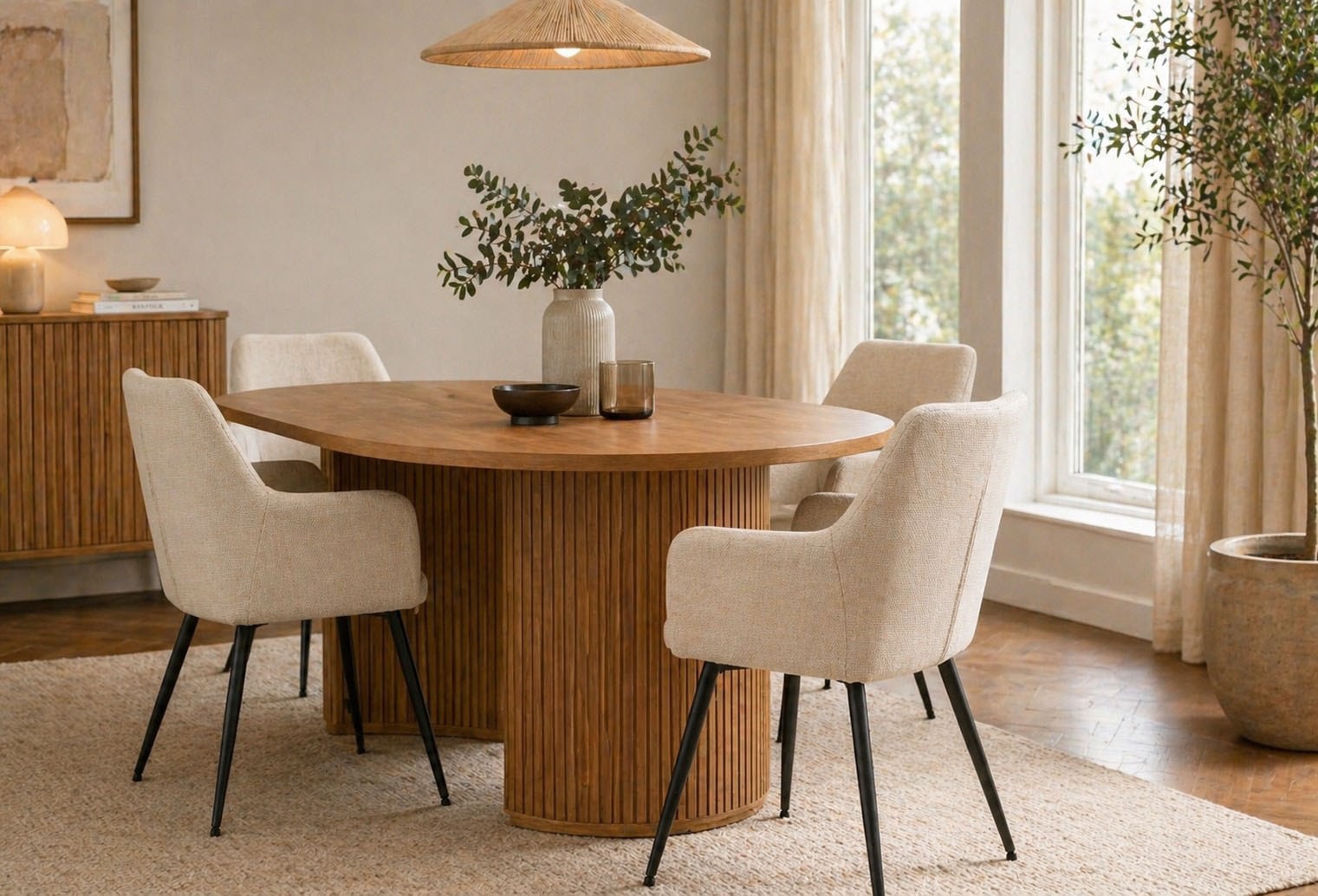 ACTONA GROUP Esszimmerstuhl »Glenda 2er Set, Stoff - mit Armlehne & gepolstert in mehreren Farben« () Bequemer Stuhl im skandinavischen Design & modernem Look