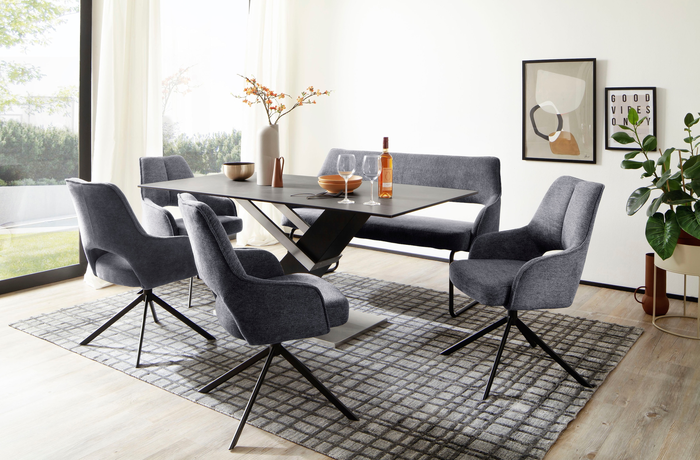 MCA furniture Polsterbank »Bangor«, Sitzbank frei im Raum stellbar,Stoffbezug, Breite 175 cm