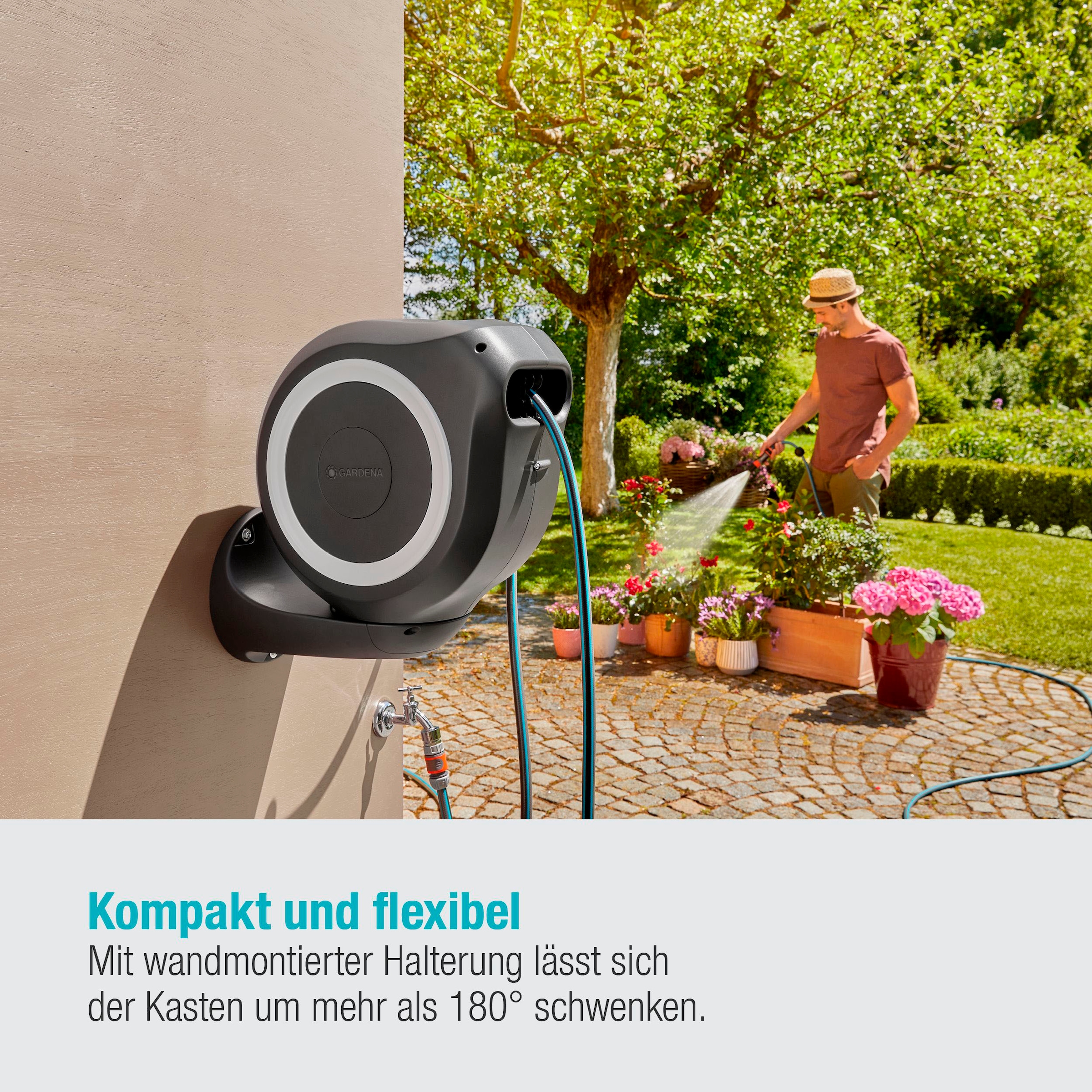 GARDENA Wandschlauchbox »RollUp M, 18612-20«, mit 20 Meter Schlauch
