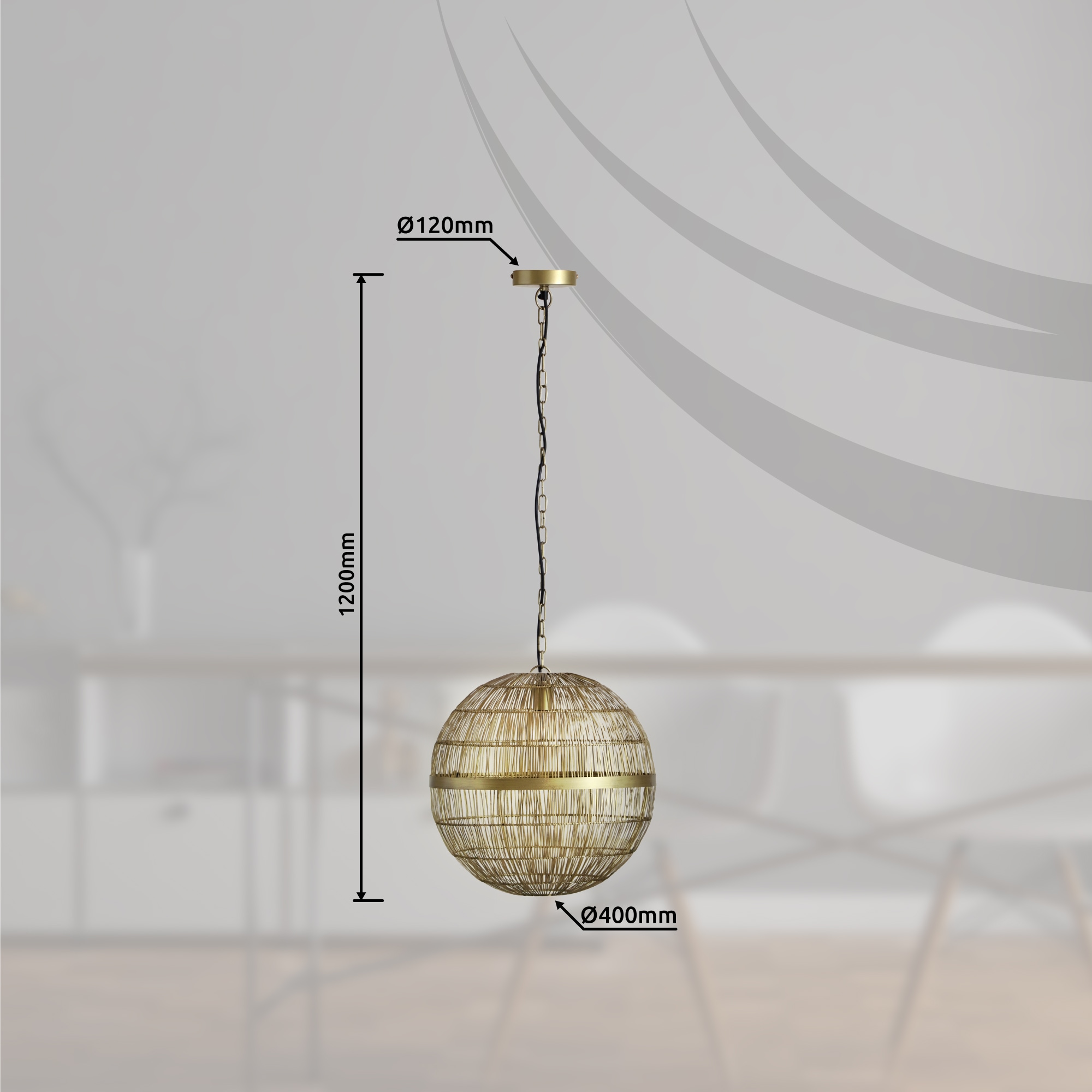GLOBO LIGHTING Hängeleuchte »HERMI II« E27 1 Stk. Hängelampe altmessing Metallgeflecht Höhe kürzbar Esstisch