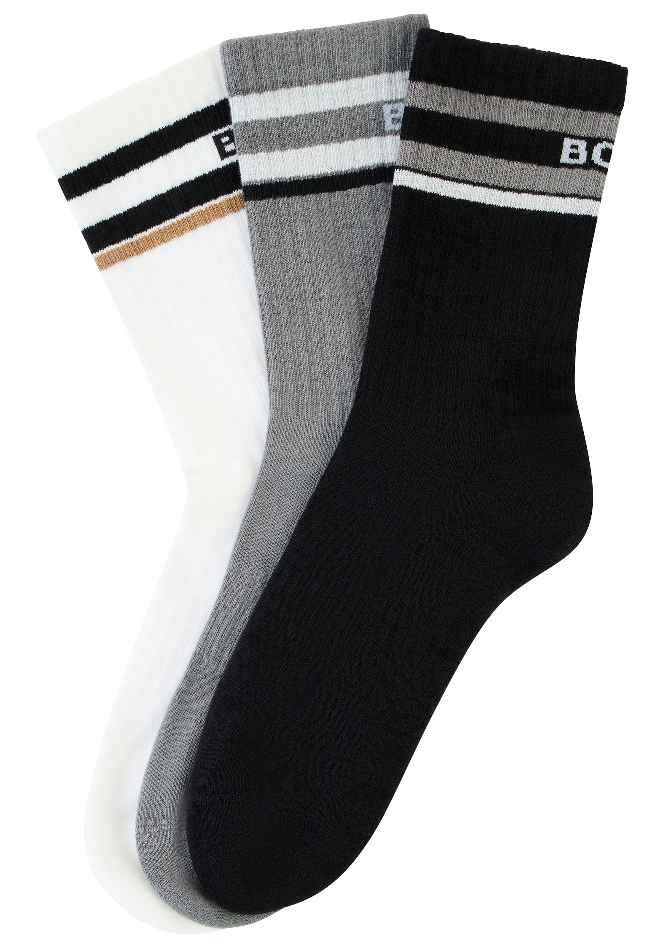 BOSS Socken »Rib Stripe« Packung,  elastisch, mit Rippstrick, verstärkter Fersen- und Zehenbereich