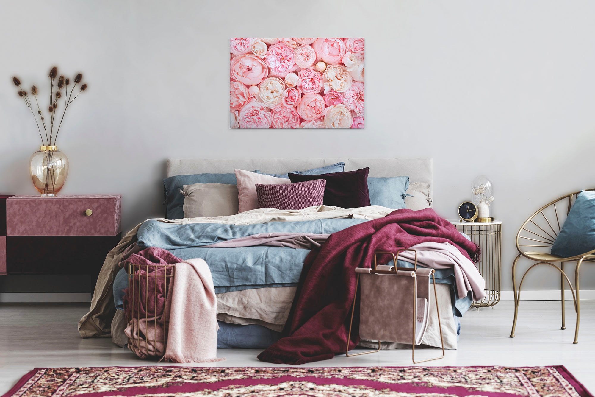 A.S. Création Leinwandbild »Roses«, Kunst-Blumen-Kinder, (1 St.), Romantische Rosen Rosenbild Keilrahmen Leinwand-Bild Wohnzimmer modern