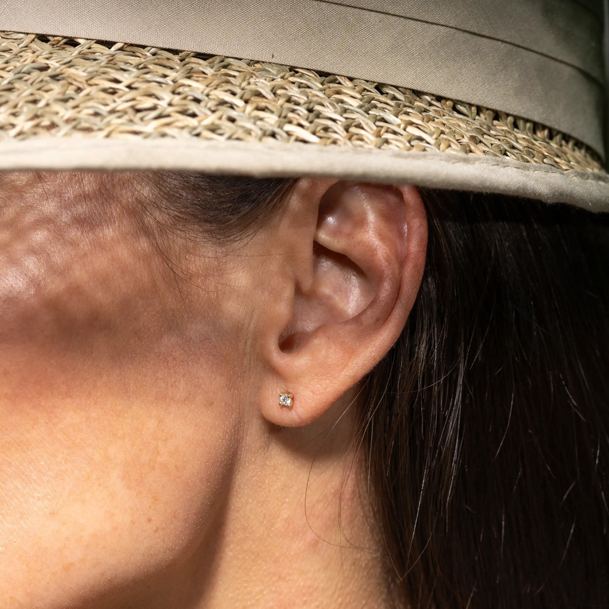 LYOMI Paar Ohrstecker »585/- Gelbgold 2 synth. Diam. 0,10 ct.«