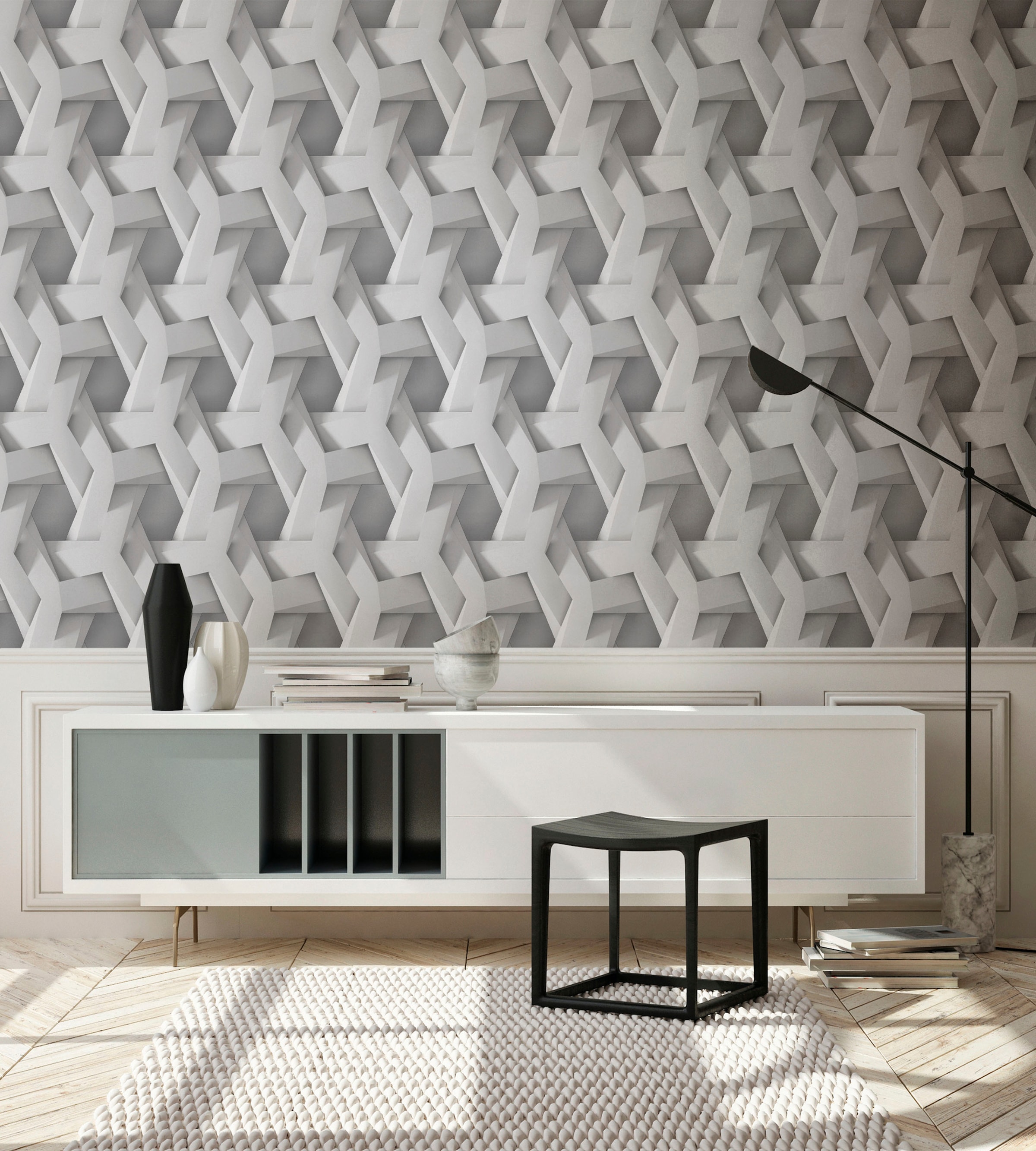 A.S. Création Vliestapete »PintWalls 3D Optik«, matt-gemustert-neutral, mit Tiefenwirkung Tapeten Wohnzimmer Schlafzimmer Küche modern Design