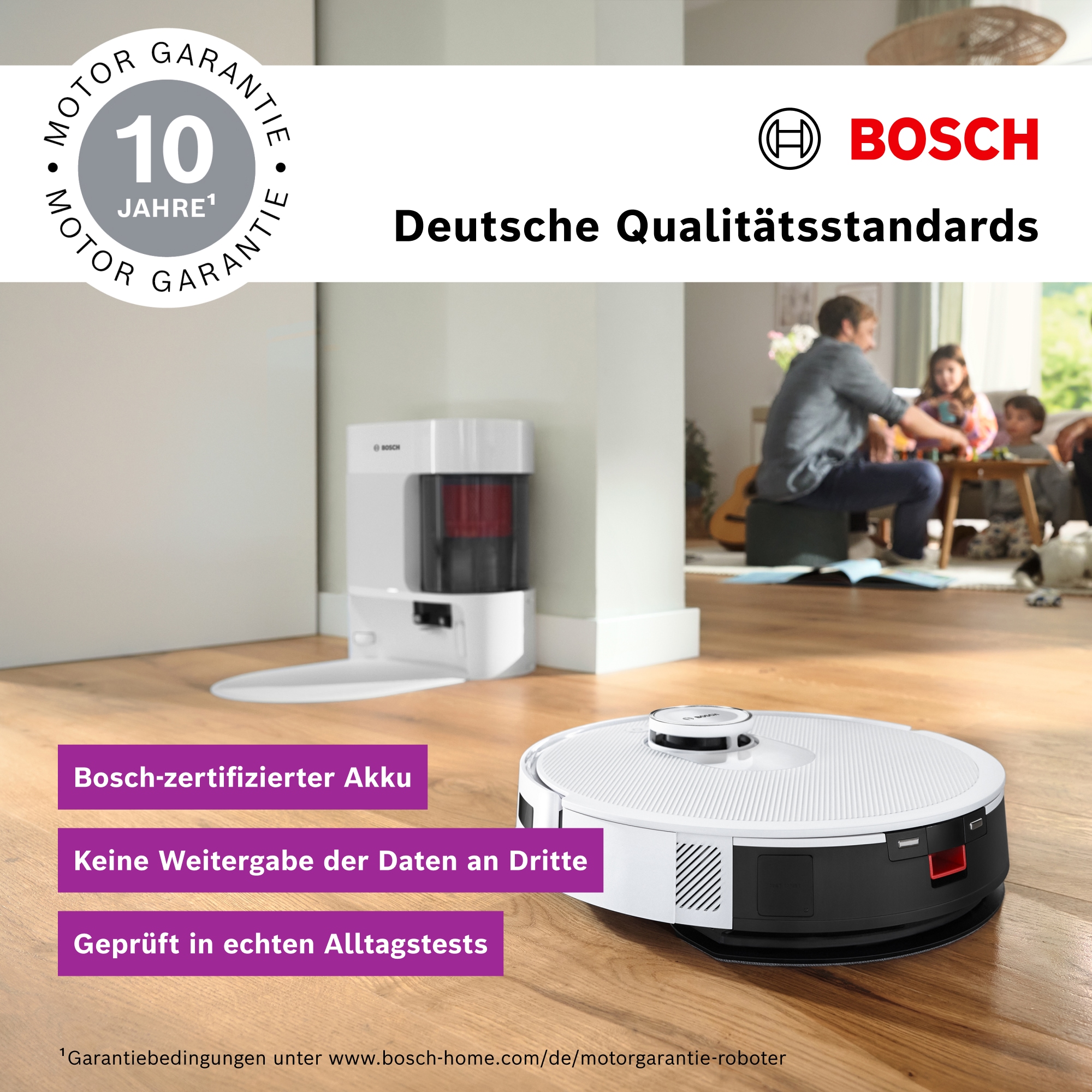 BOSCH Saugroboter »Spotless BCRD2W, Saugroboter mit Wischfunktion, 11.000 Pa Saugkraft« Trocken-Servicestation, Infrarot Navigation, Carbon Bürste
