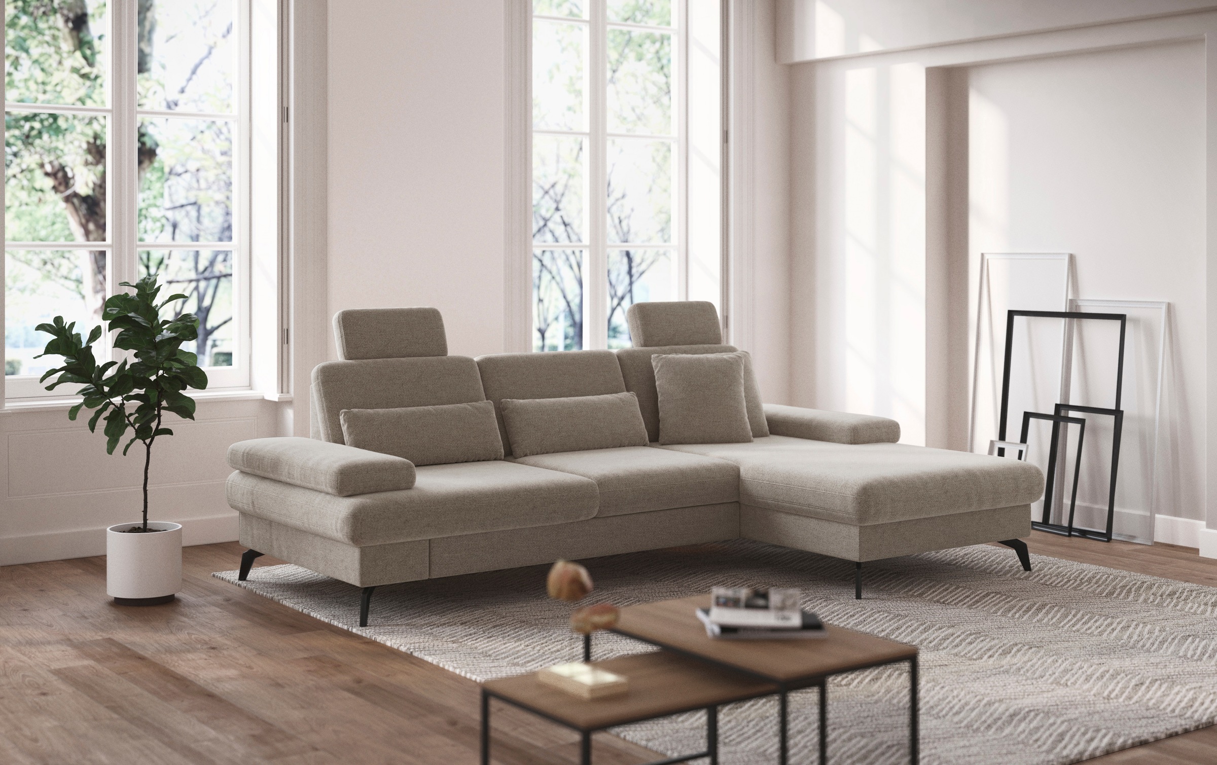 sit&more Ecksofa »Morris L-Form, inkl. Sitztiefenverstellung«, wahlweise mit Armteilverstellung, Bettfunktion & Bettkasten