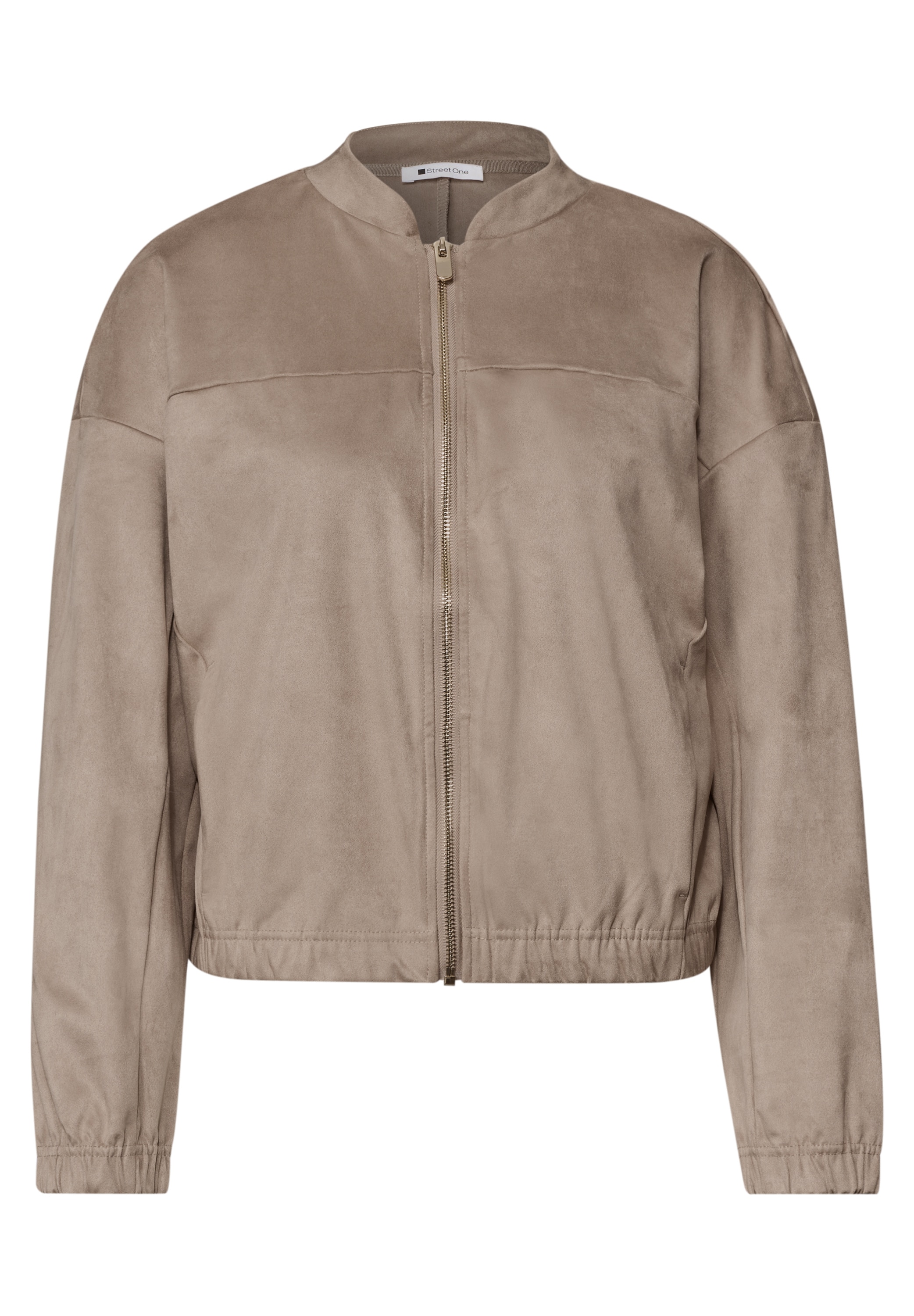 STREET ONE Shirtjacke Velours Blouson mit Rundhals und Zipper