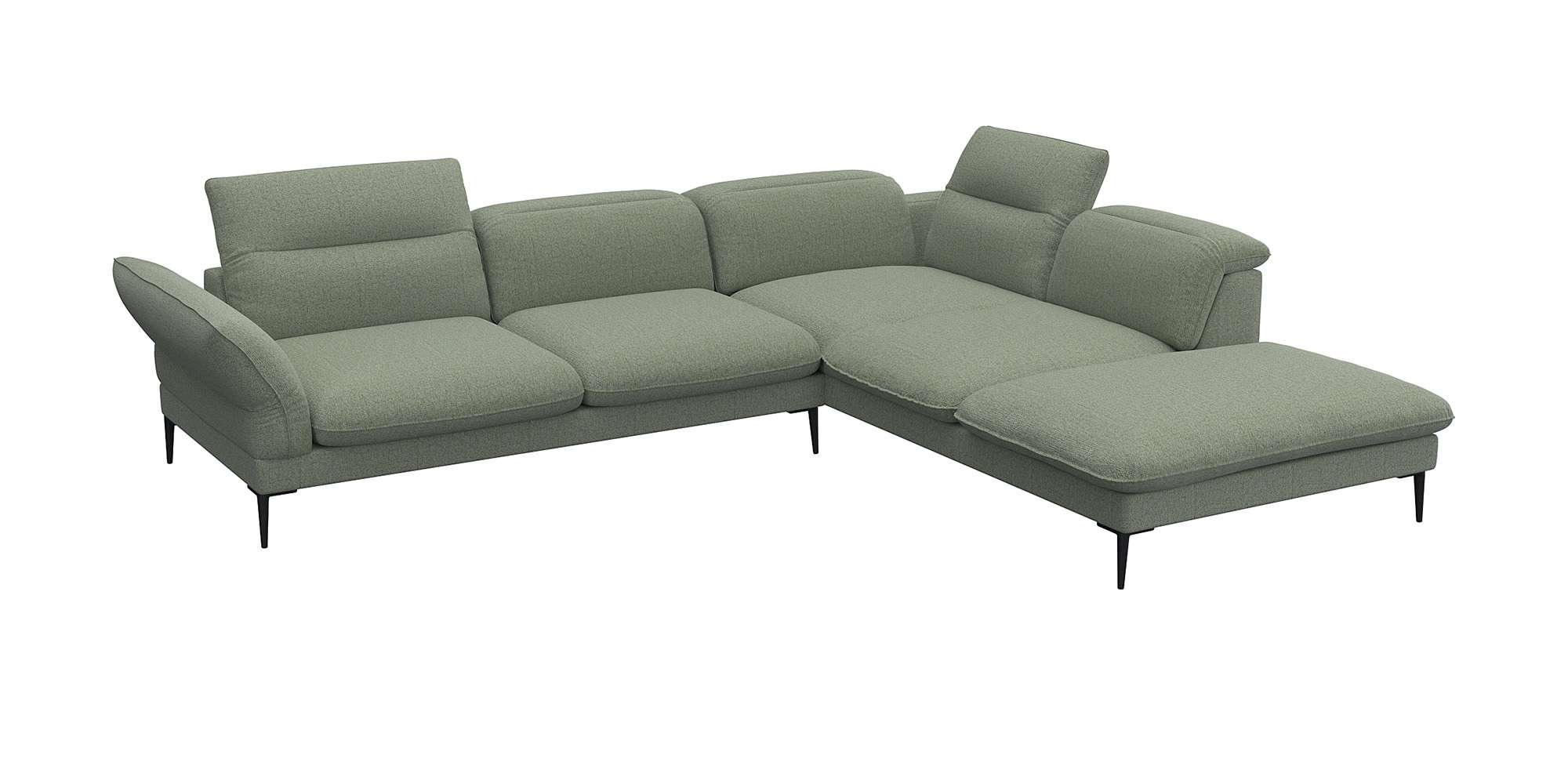 FLEXLUX Ecksofa »Salino, Funktionssofa mit Ottomane, Relaxsofa, Ecksofa«, Sofa mit Arm- und Kopfteil-Verstellungen, Kaltschaum & Stahl-Wellen