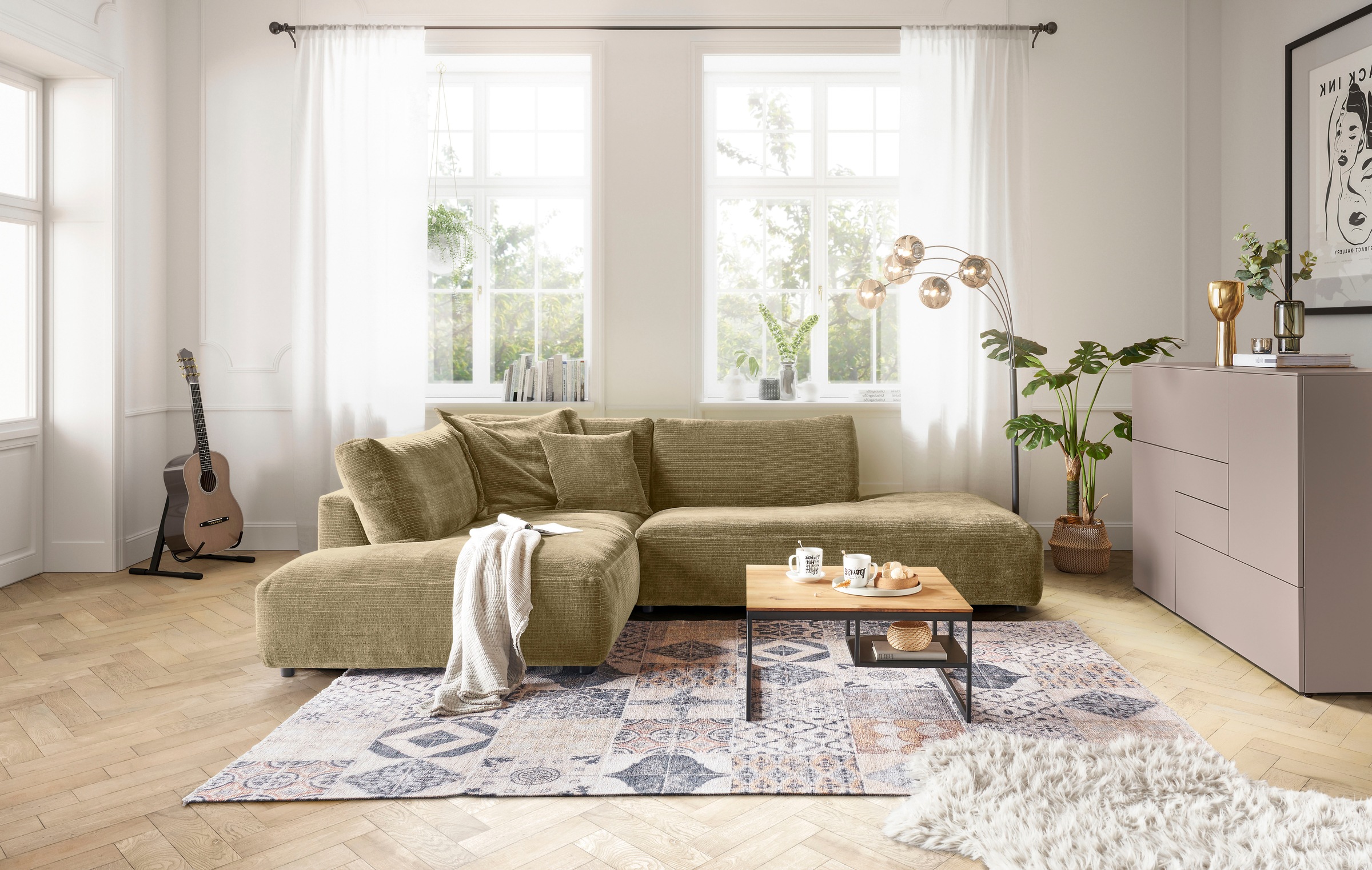 Musterring Ecksofa »Lucia«, mit großem Longchair, verschiedene Farben, B304 x T224 cm