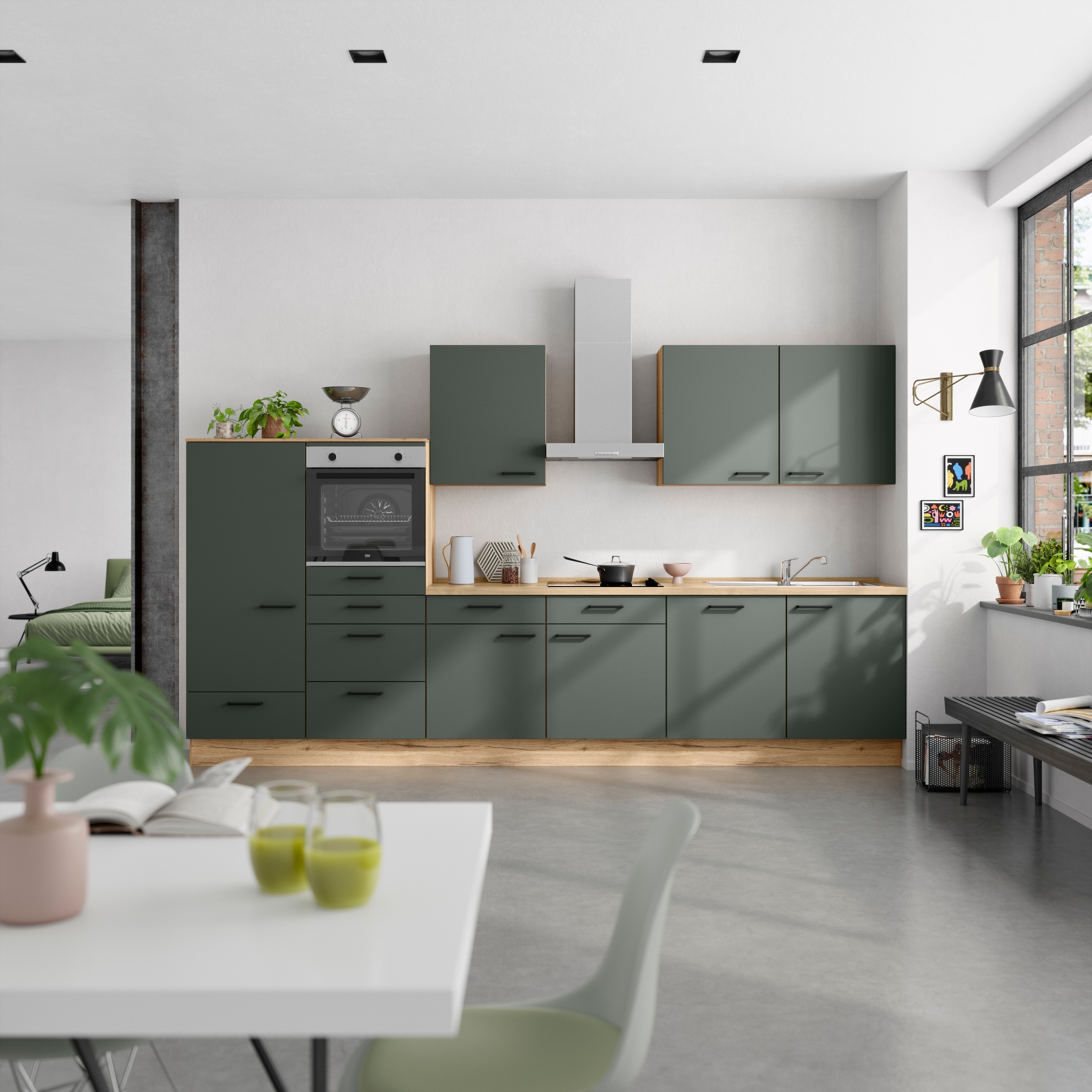 nobilia® Küchenzeile »"Easytouch I"«, vormontiert, Ausrichtung wählbar, Breite 360 cm, wahlw. mit E-Geräten