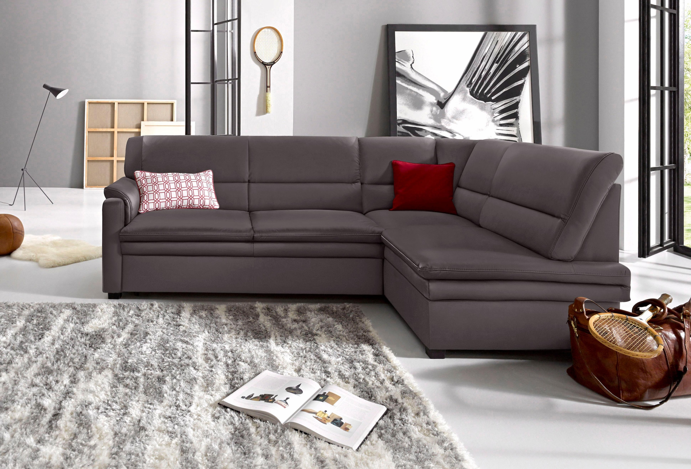 sit&more Ecksofa »Pisa L-Form« mit Federkern, wahlweise mit Bettfunktion günstig online kaufen