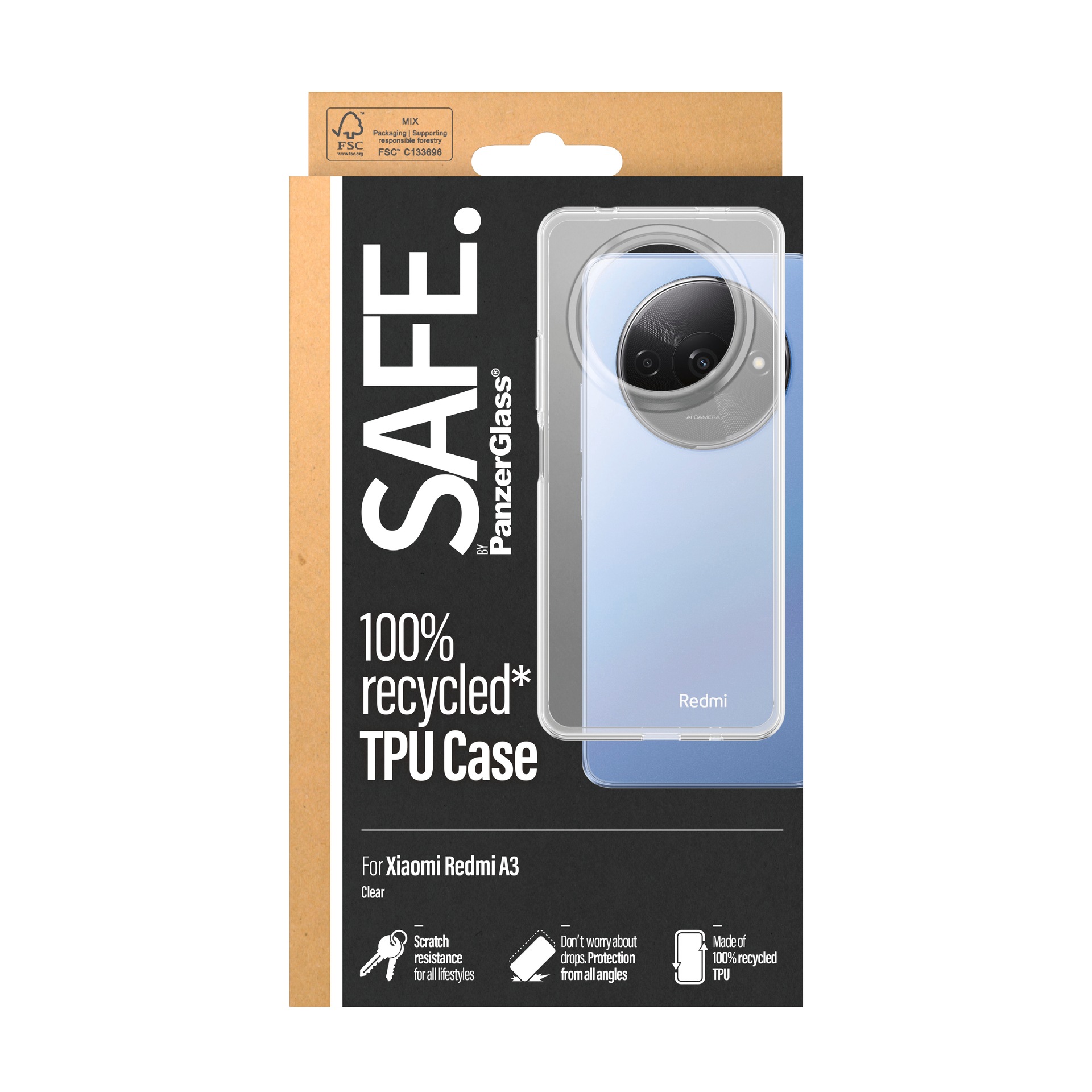 SAFE by PanzerGlass Handyhülle »TPU Case für Xiaomi Redmi A3« Backcover, Schutzhülle, Handyschutzhülle, Case, Schutzcase, stoßfest