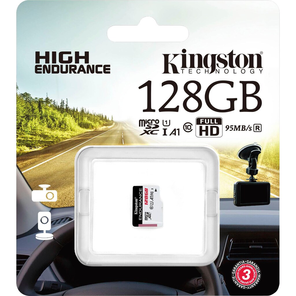 Kingston Speicherkarte »HIGH-ENDURANCE microSD 128GB«, (UHS-I Class 10 95 MB/s Lesegeschwindigkeit)