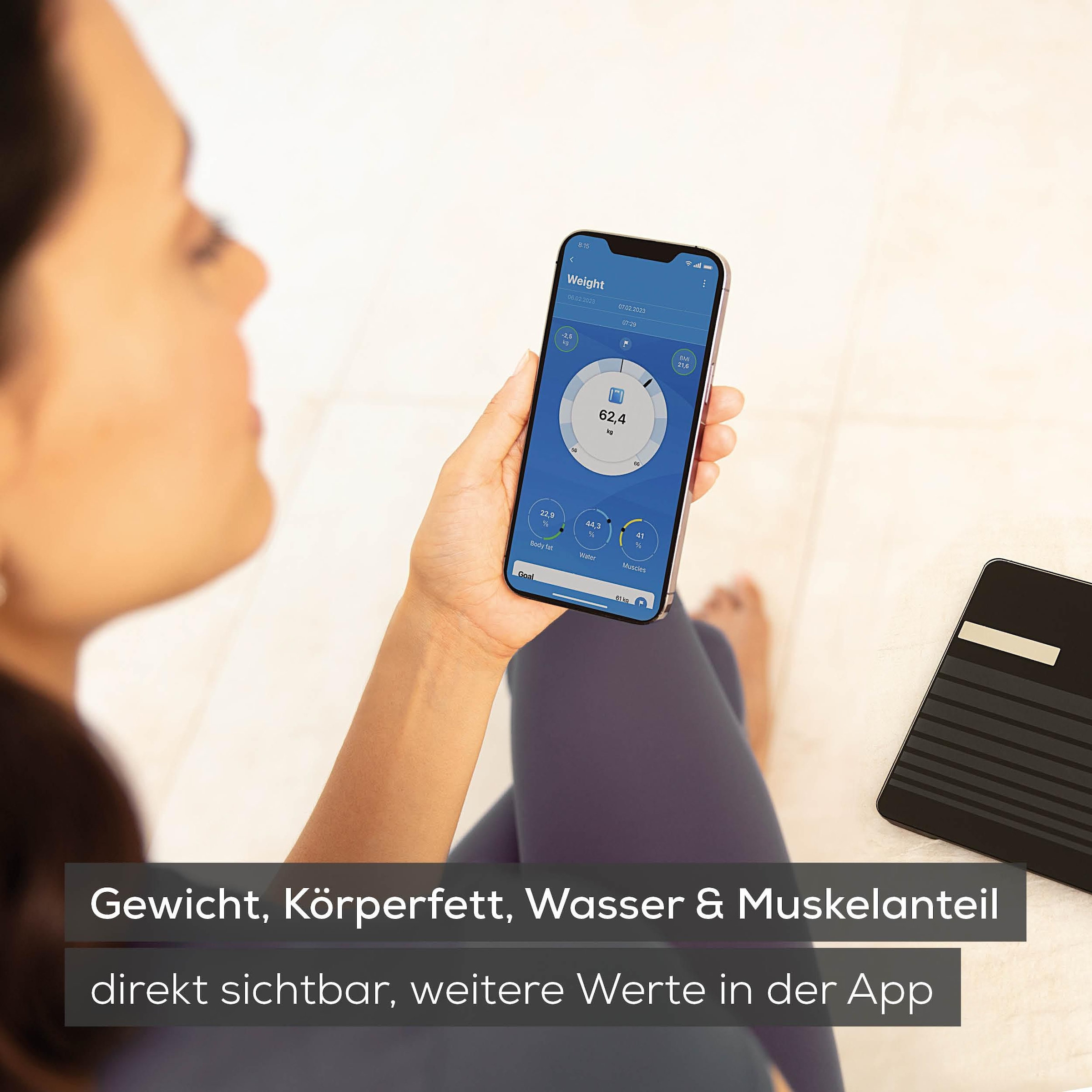 BEURER Körper-Analyse-Waage »BF 451 BT Diagnosewaage mit 17 Gesundheitswerten« Mit Einschaltautomatik, praktischer Abschaltfunktion und Magic-LED