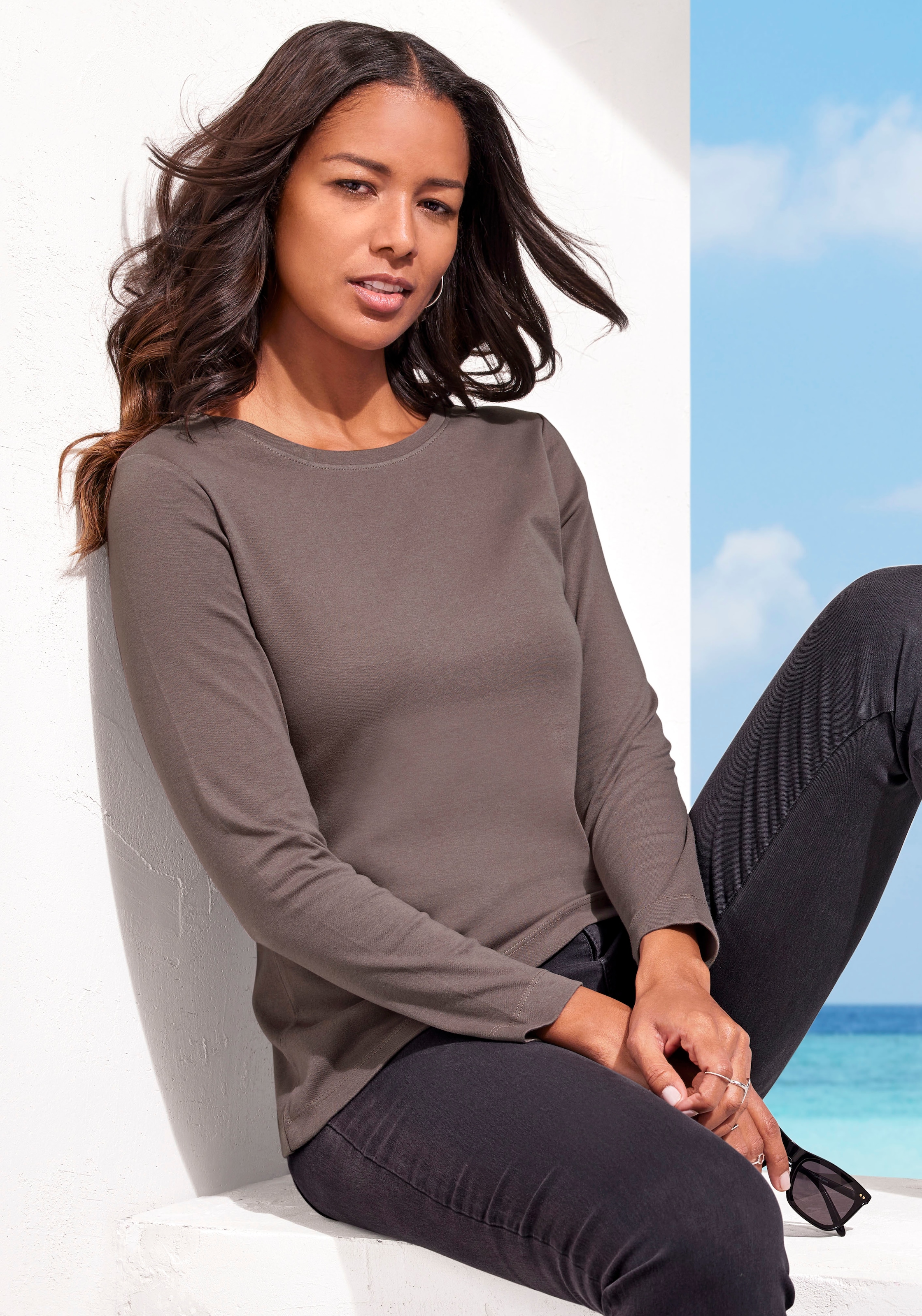 Vivance Langarmshirt »aus reiner Baumwolle« 2er-Pack,  aus leicht wärmender Interlock-Qualität