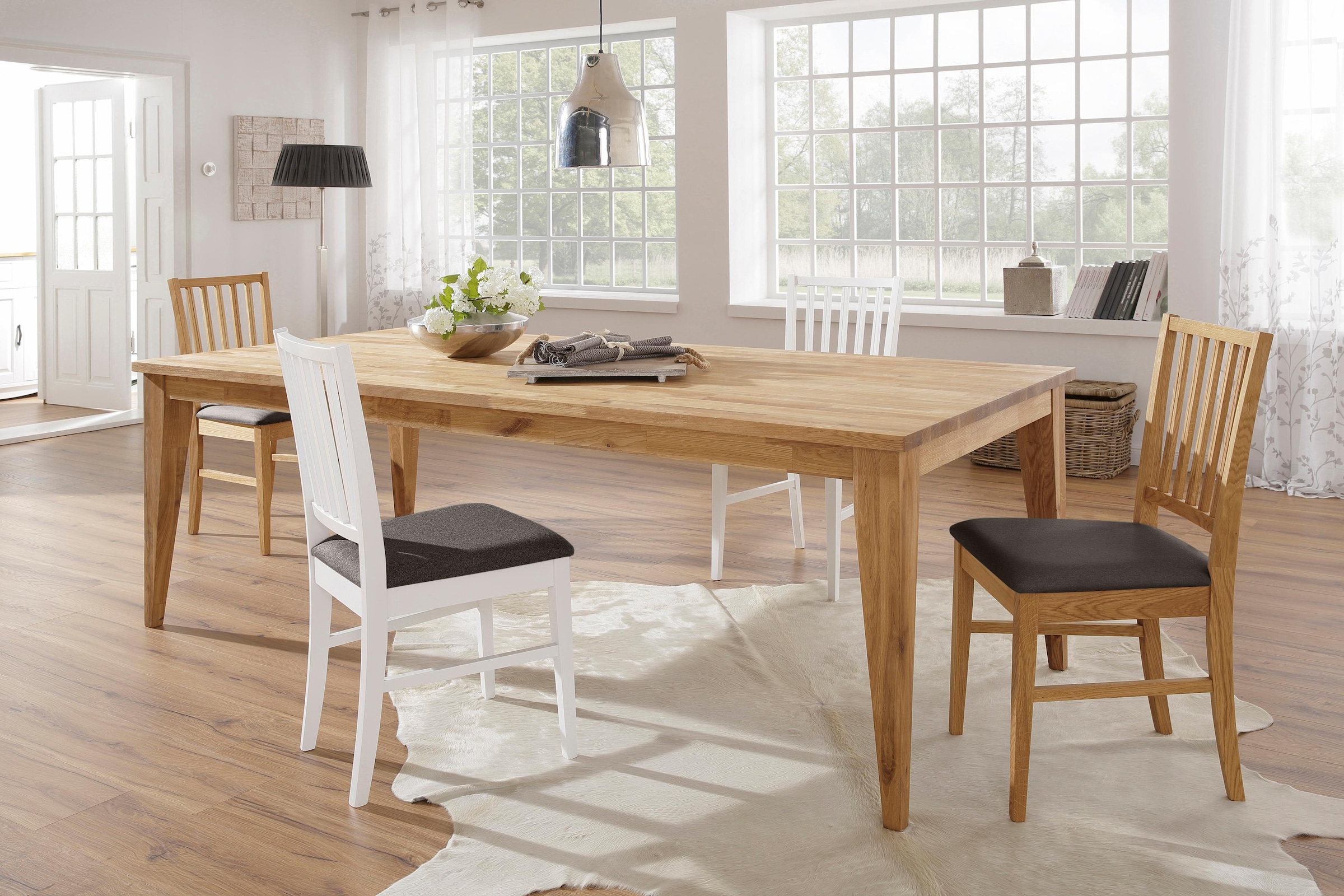 Home affaire Esszimmerstuhl »Ruanda Küchenstuhl TOPSELLER«, (Set), 6 St., Webstoff, im 2er, 4er oder 6er-Set, Holzstuhl