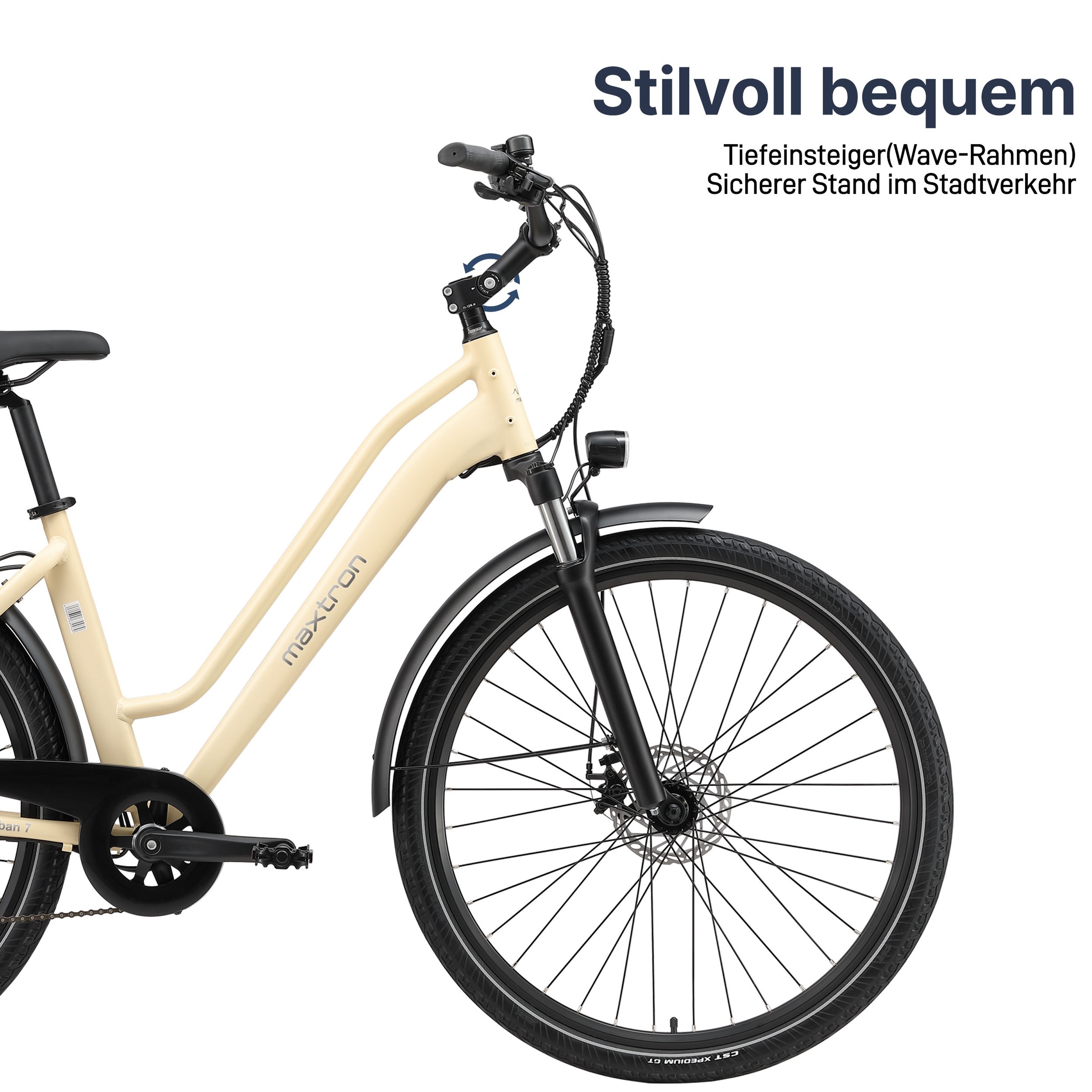 Maxtron »Maxtron Urban 7 E-Citybike 28 Zoll« 7 Gang Shimano Altus Schaltwerk Kettenschaltung Heckmotor 250 W Packung,  Tiefeinsteiger für Damen