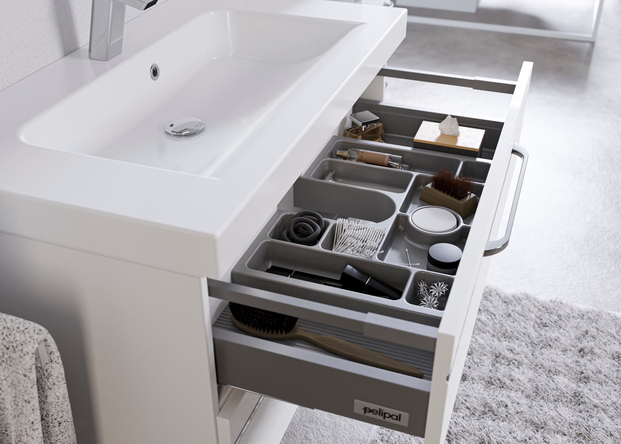 Saphir Badmöbel-Set »Balto Sprint Waschplatz mit Mineralmarmor-Waschtisch, 92 cm breit«, (1 St.), Waschtisch und Unterschrank, inkl. Türdämpfer, mit 2 Schubladen