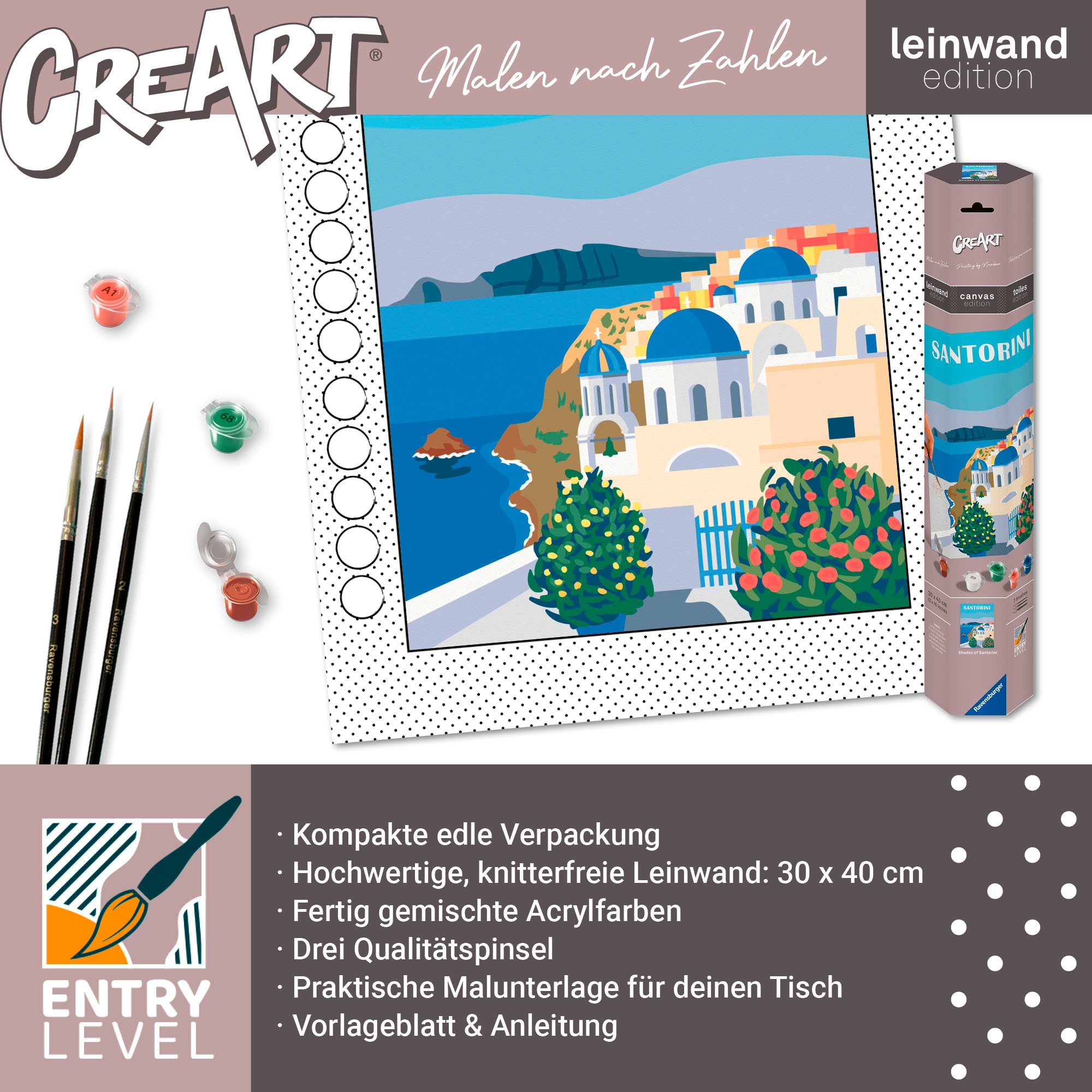 Ravensburger Malen nach Zahlen »CreArt, Leinwand Farbenfrohes Santorini« Made in Europe