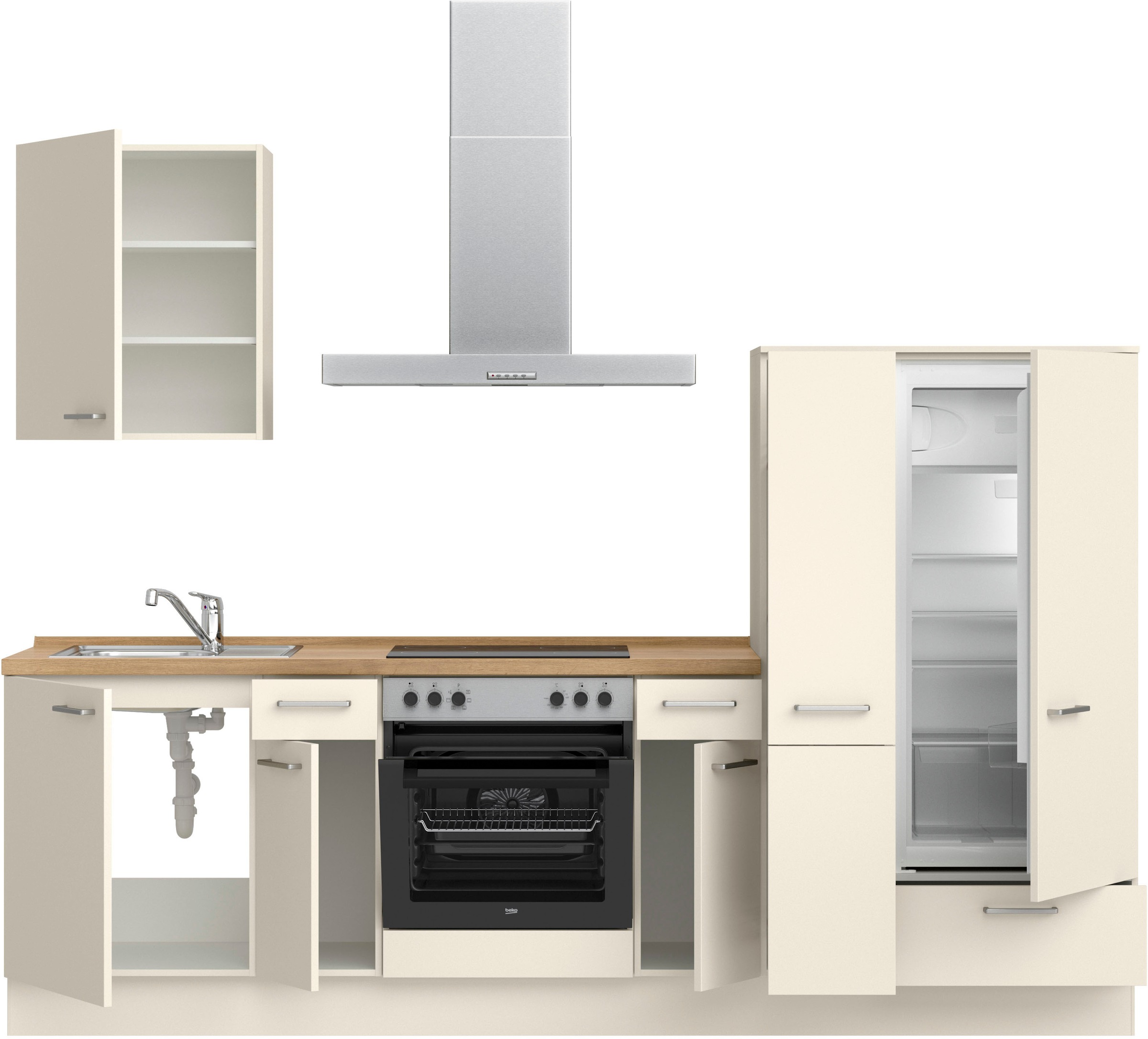 nobilia® Küchenzeile »"Touch I", NEU: individuell anpassbar mit gratis Profi-Beratung« vormontiert, Breite 270 cm, Ausrichtung wählbar, wahlw. mit E-Geräten