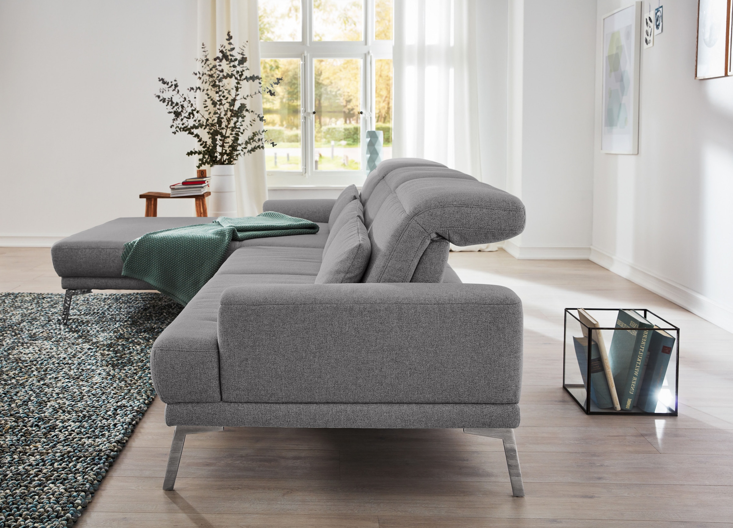 Musterring Ecksofa »MR 4580«, mit Kopf- und Sitztiefenverstellung, Metallfuß chrom, 288 x 193/220cm
