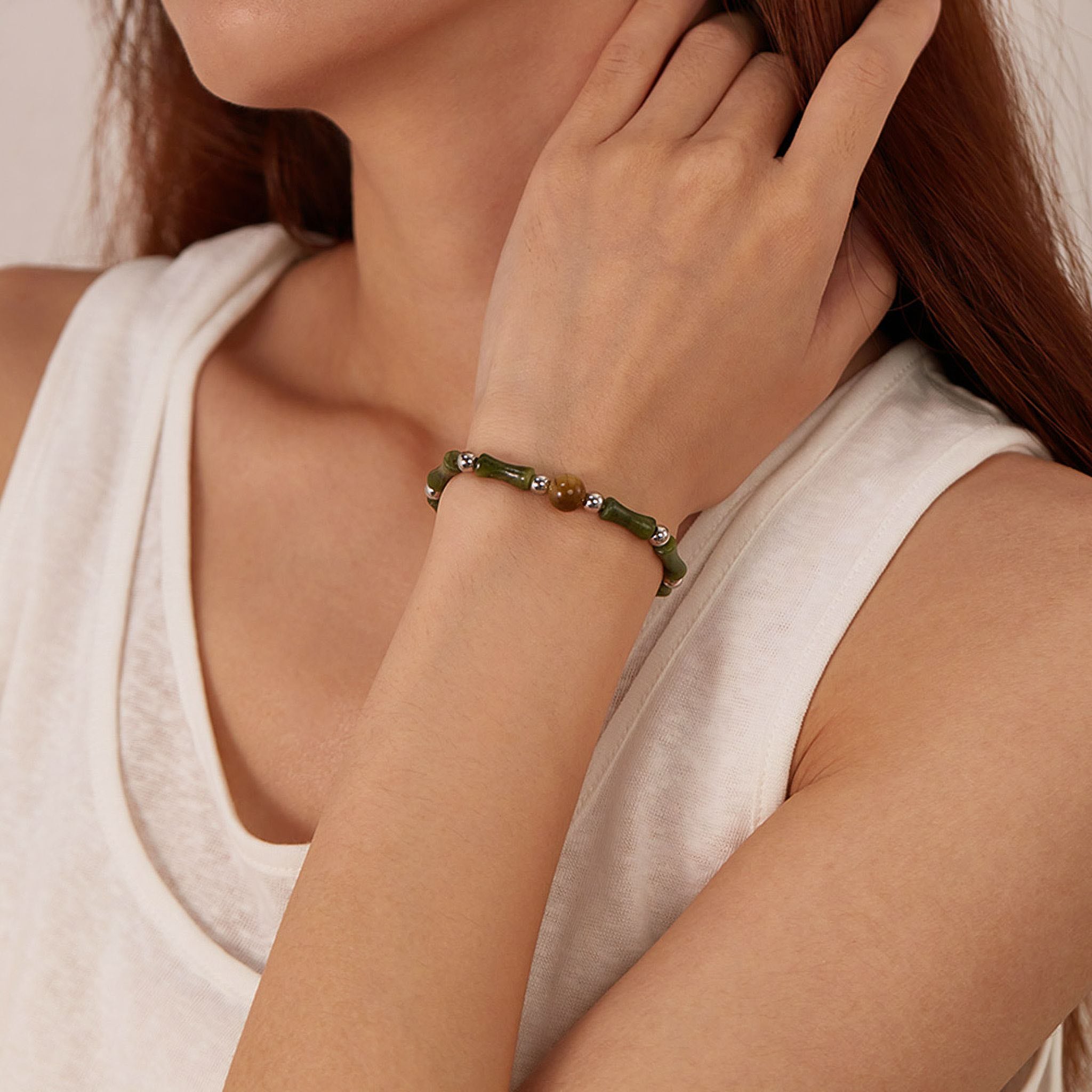Firetti Armband »Schmuck Geschenk Edelstahl Armschmuck Erbskettengliederung Natursteine«, mit Jade, Tigerauge