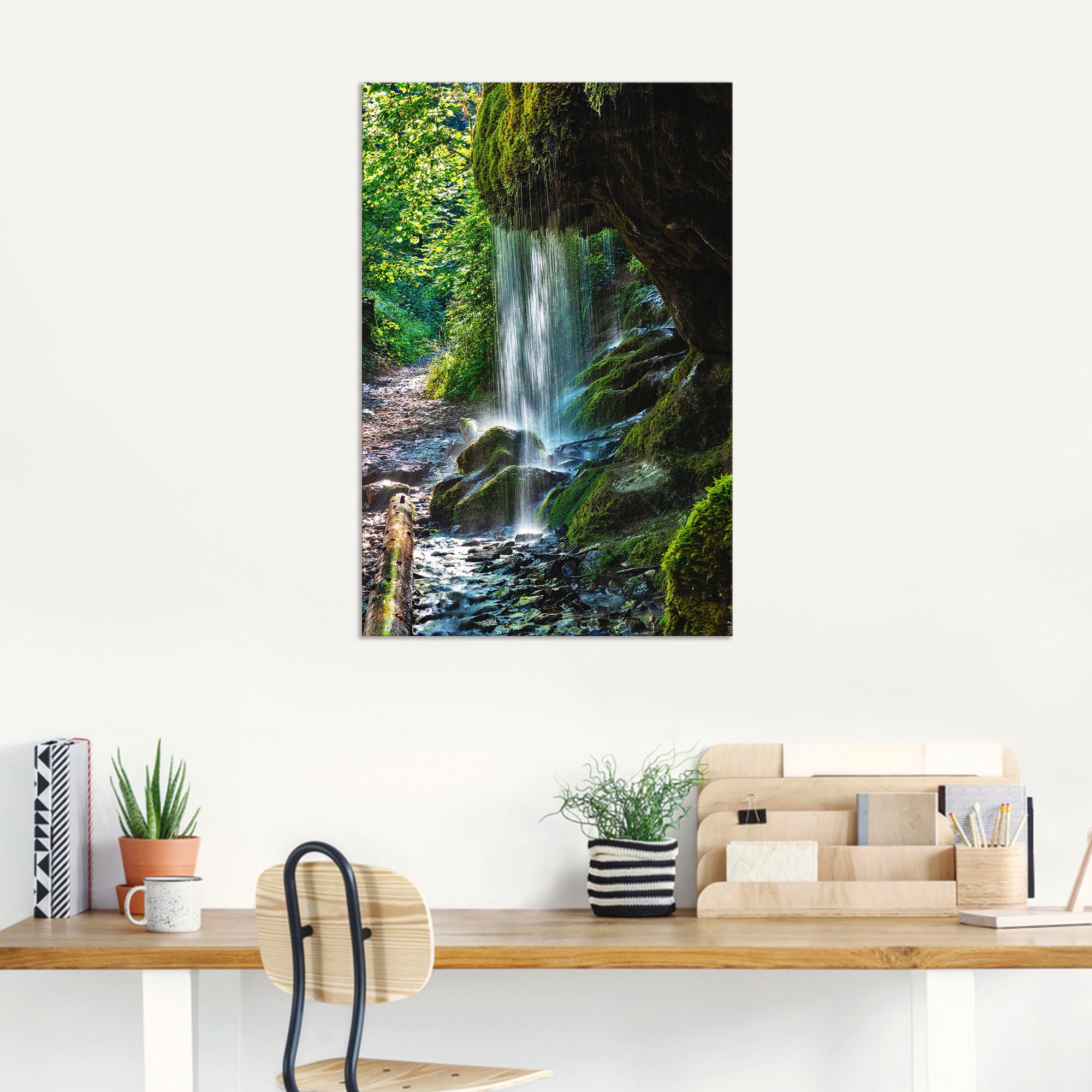 Artland Wandbild »Moosbedeckter Wasserfall« Wasserfallbilder 1 Stk. tlg. für Innen- und Außenbereich geeignet, Outdoorbild