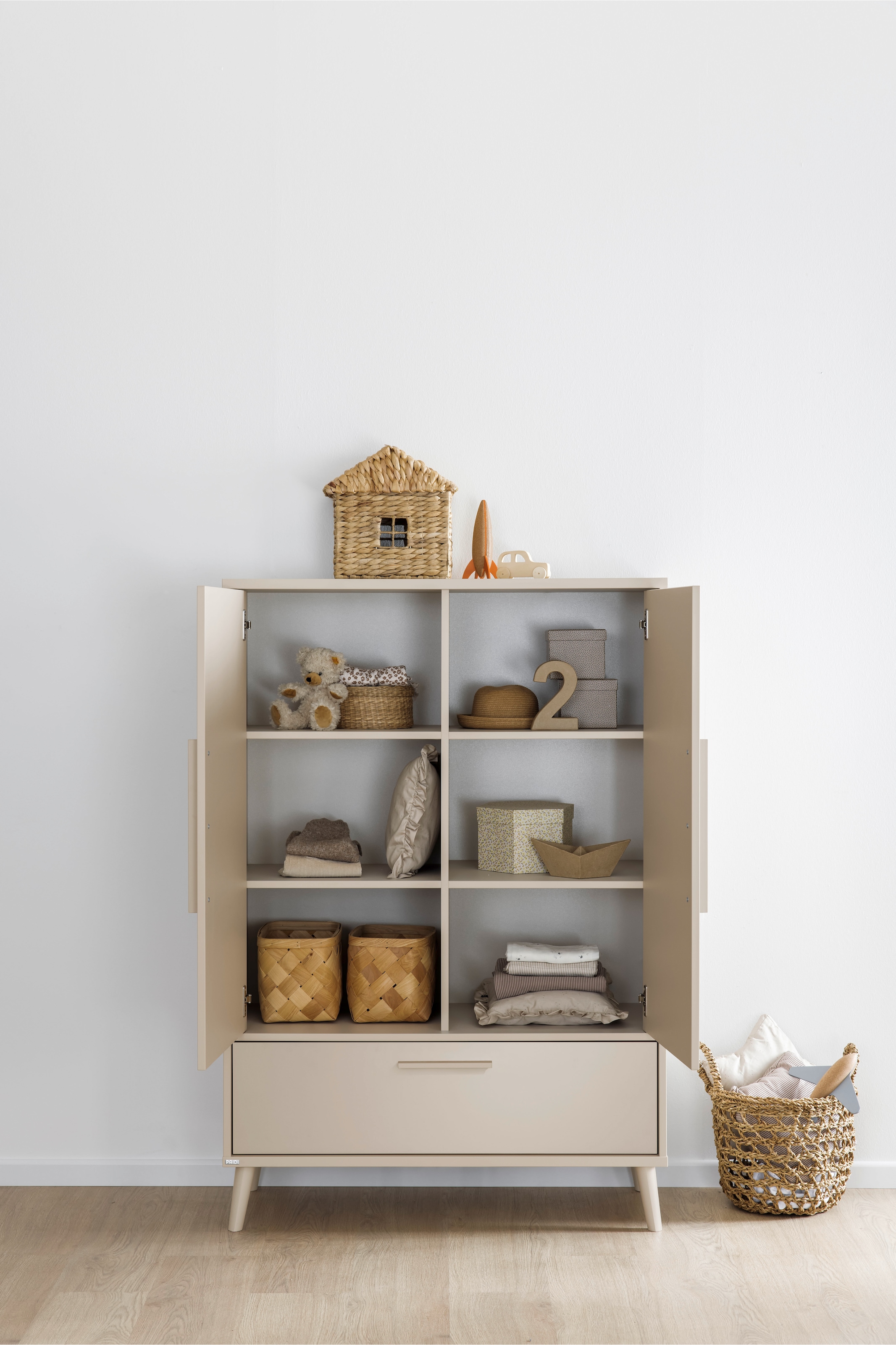 PAIDI Standregal »in Beige mit Schublade, offenen Fächern, verschiedene Ausführungen« B/H/T ca. 48-95/139/41cm,  Soft-Close, stabiles und langlebiges Regal, geprüfte Qualität