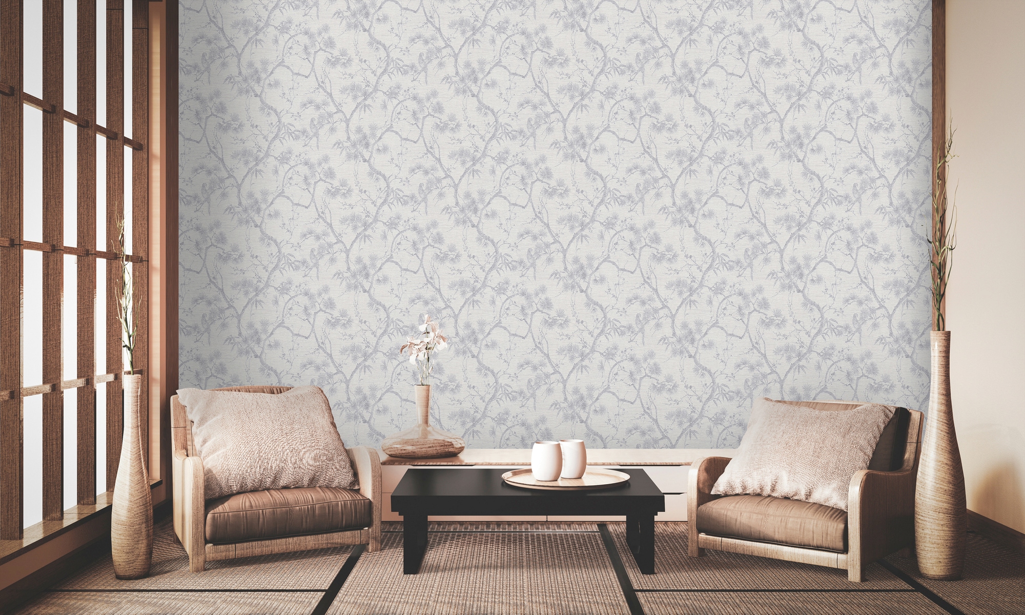 living walls Vliestapete »Metropolitan Stories, Mio Tokio«, asiatisch-floral-Motiv, Baum Tapete Blumen Tapeten Wohnzimmer Schlafzimmer Küche Design Optik