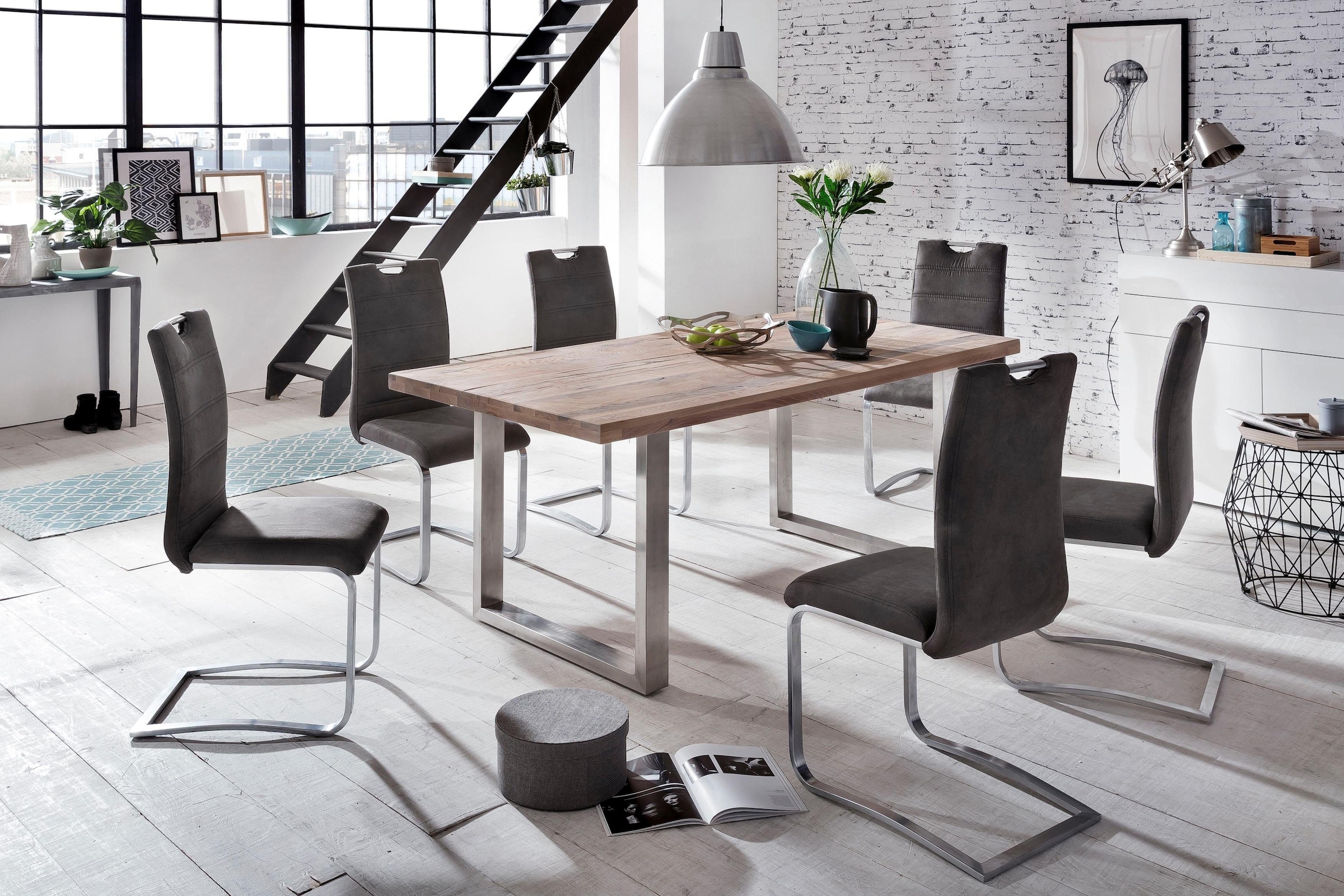 Home affaire Esstisch »New York«, Balkeneiche massiv mit ausdrucksstarker Holzoptik