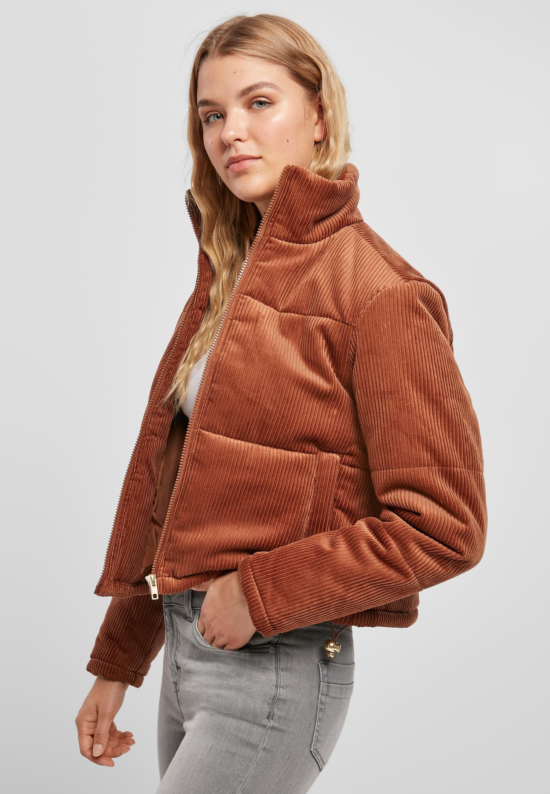URBAN CLASSICS Winterjacke »Urban Classics Damen Ladies Corduroy Puffer Jacket« 1 Stk. tlg. ohne Kapuze
