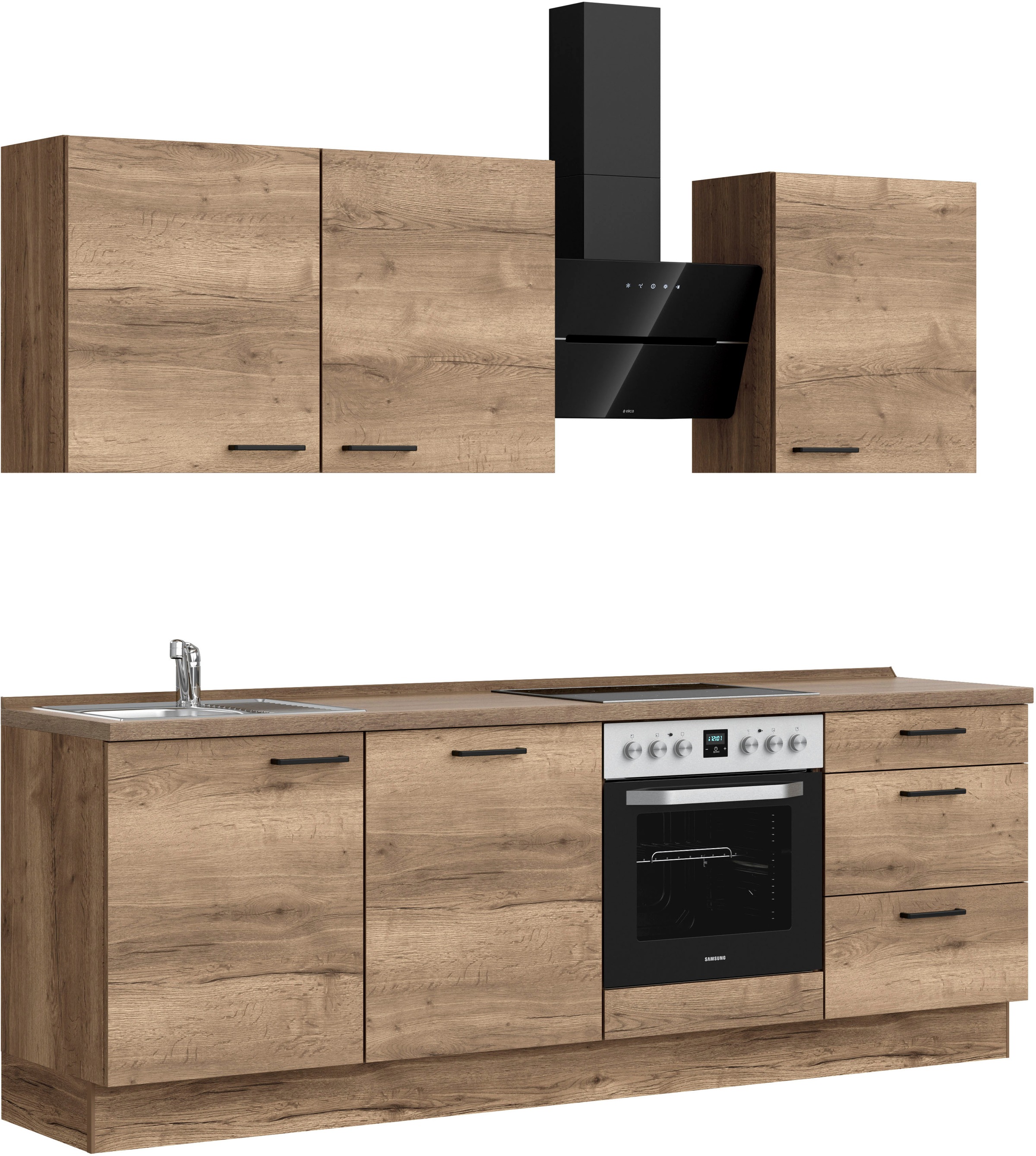nobilia® Küchenzeile »"Structura II"«, vormontiert, Ausrichtung wählbar, Breite 240 cm, wahlw. mit E-Geräten