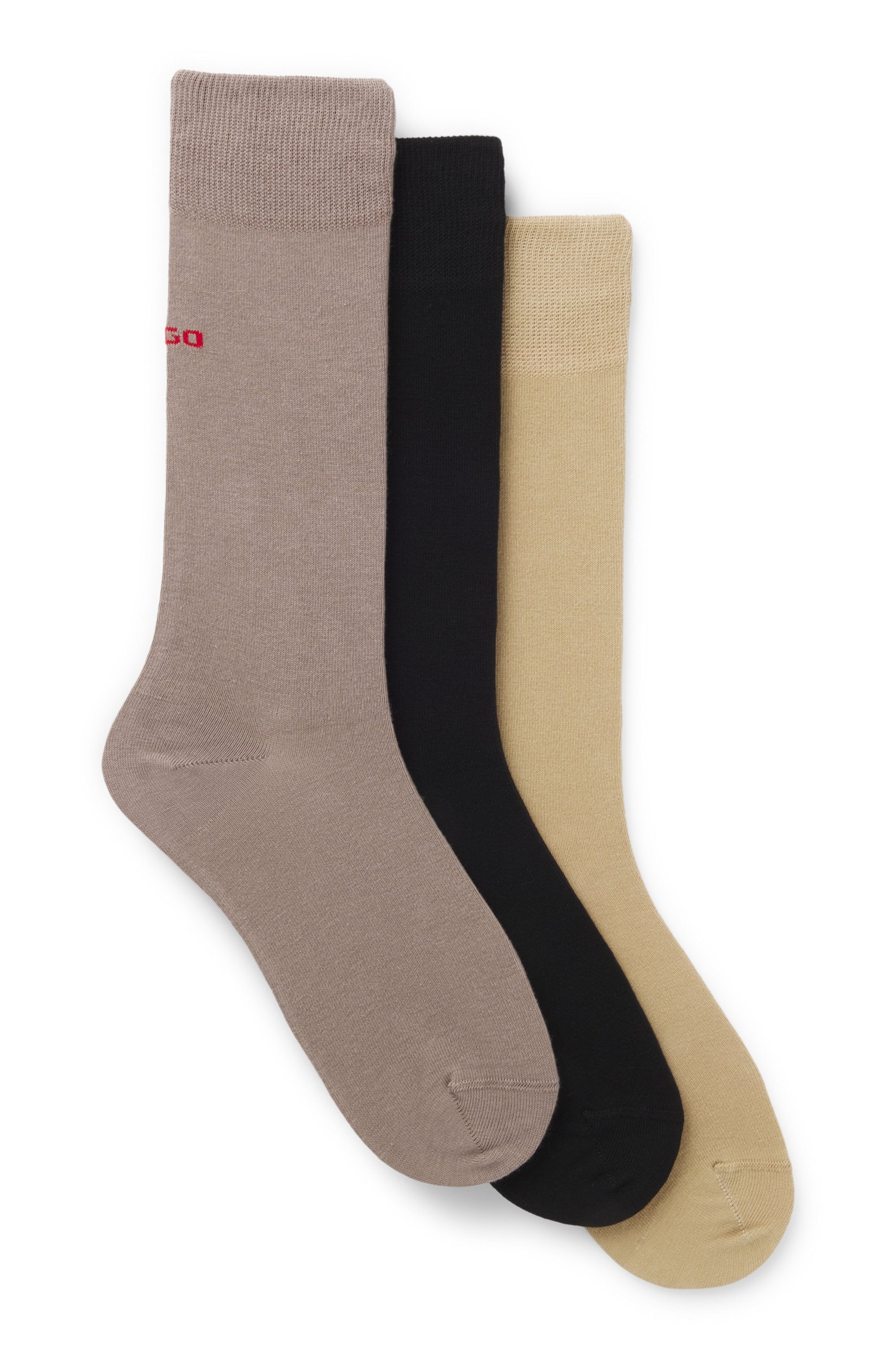 HUGO Underwear Businesssocken »3P RS UNI CC« Packung, 3er Pack, 3 Paar tlg. mit kontrastfarbenen HUGO Logo-Schriftzug