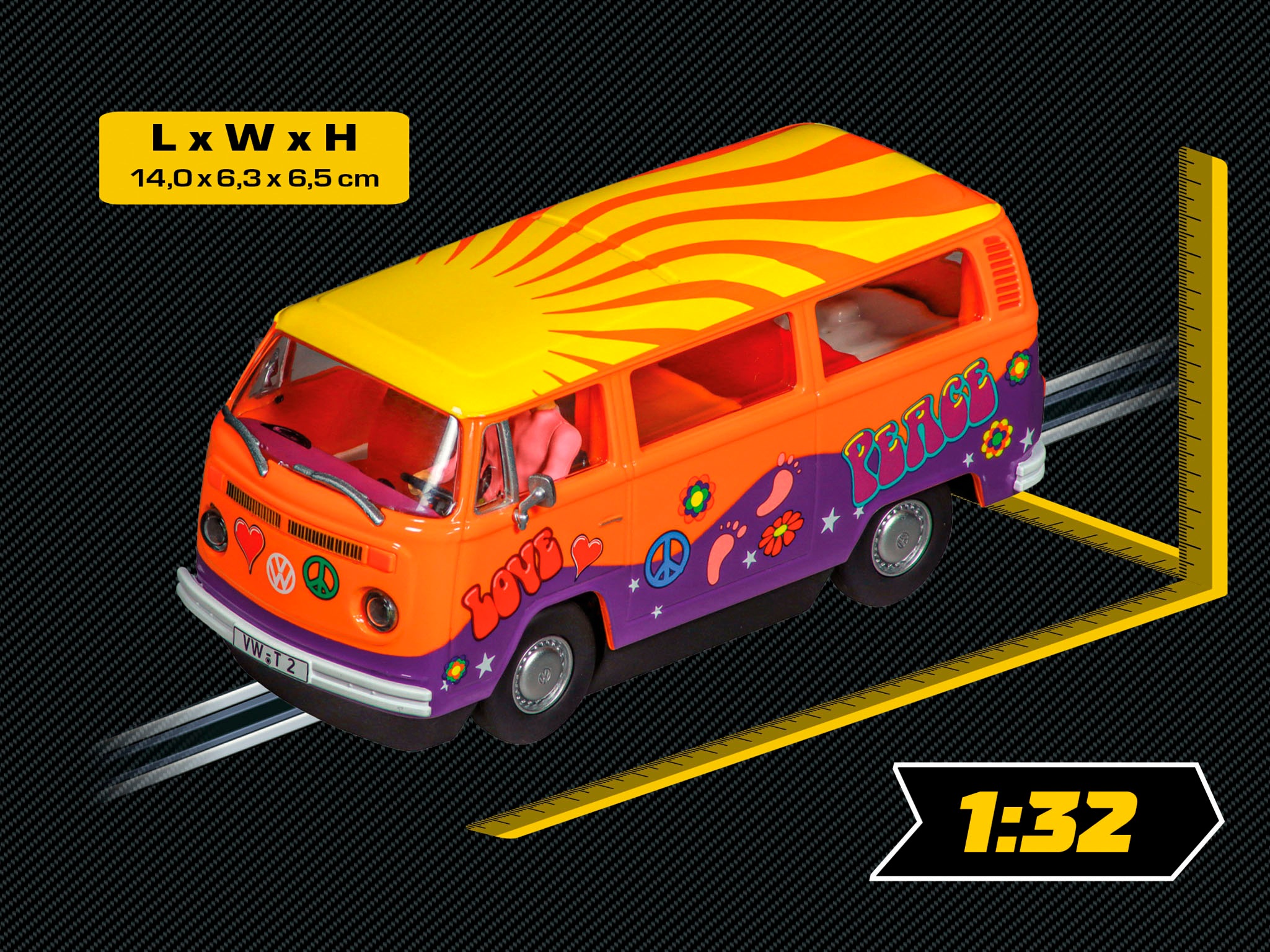 Carrera® Rennbahn-Auto »VW Bus T2b "Peace and Love"« mit Lichteffekt