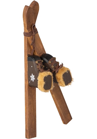Weihnachtsfigur »Weihnachtsdeko«, Deko-Ski-Set aus Holz mit niedlichen Details