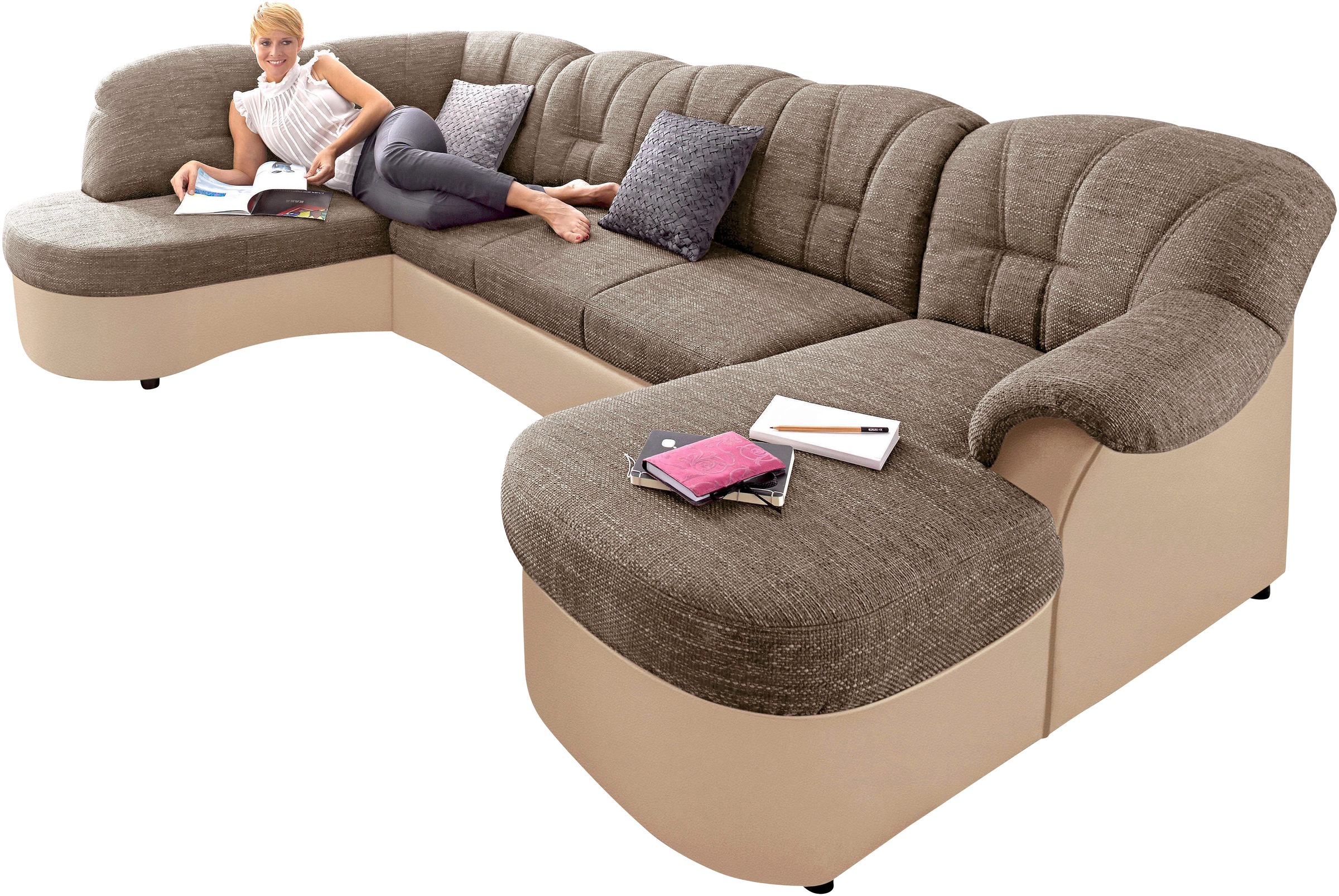 DOMO collection Wohnlandschaft »Flores auch in Leder-Bezug, B/T/H: 293/180/ günstig online kaufen