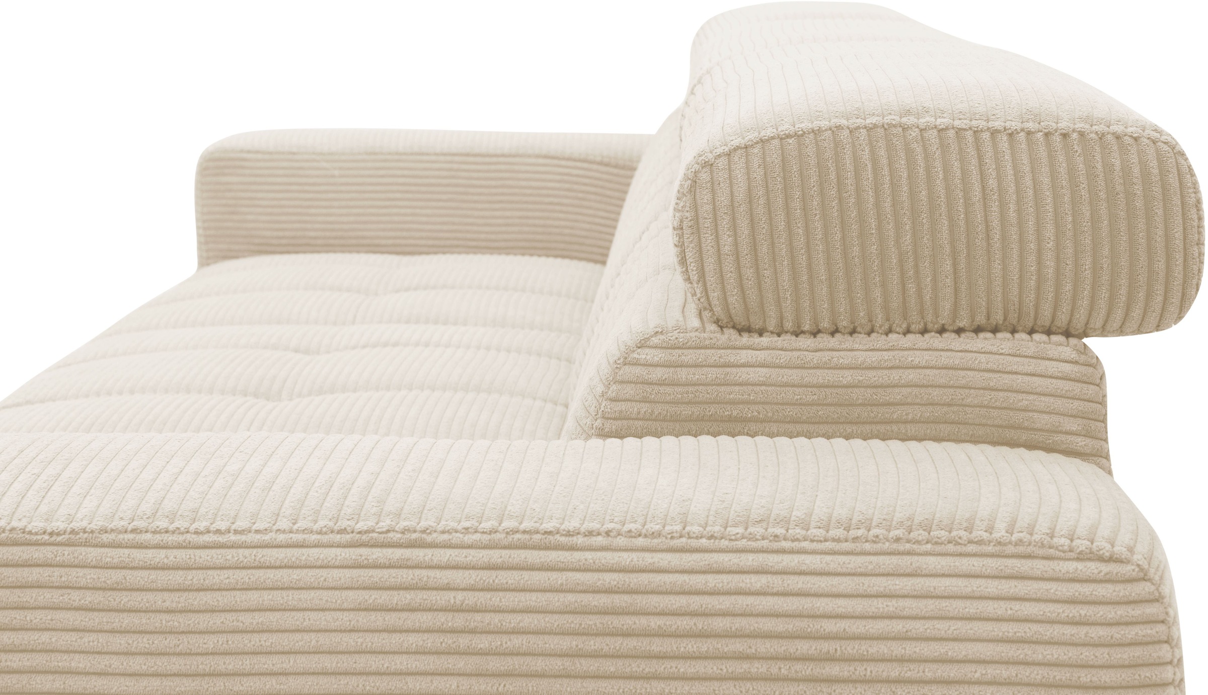 DOMO collection Ecksofa »Trento L-Form, mit Kufenfuß oder Einzelfuß«, wahlweise mit Kopfteilverstellung, Recamiere links/rechts bestellbar