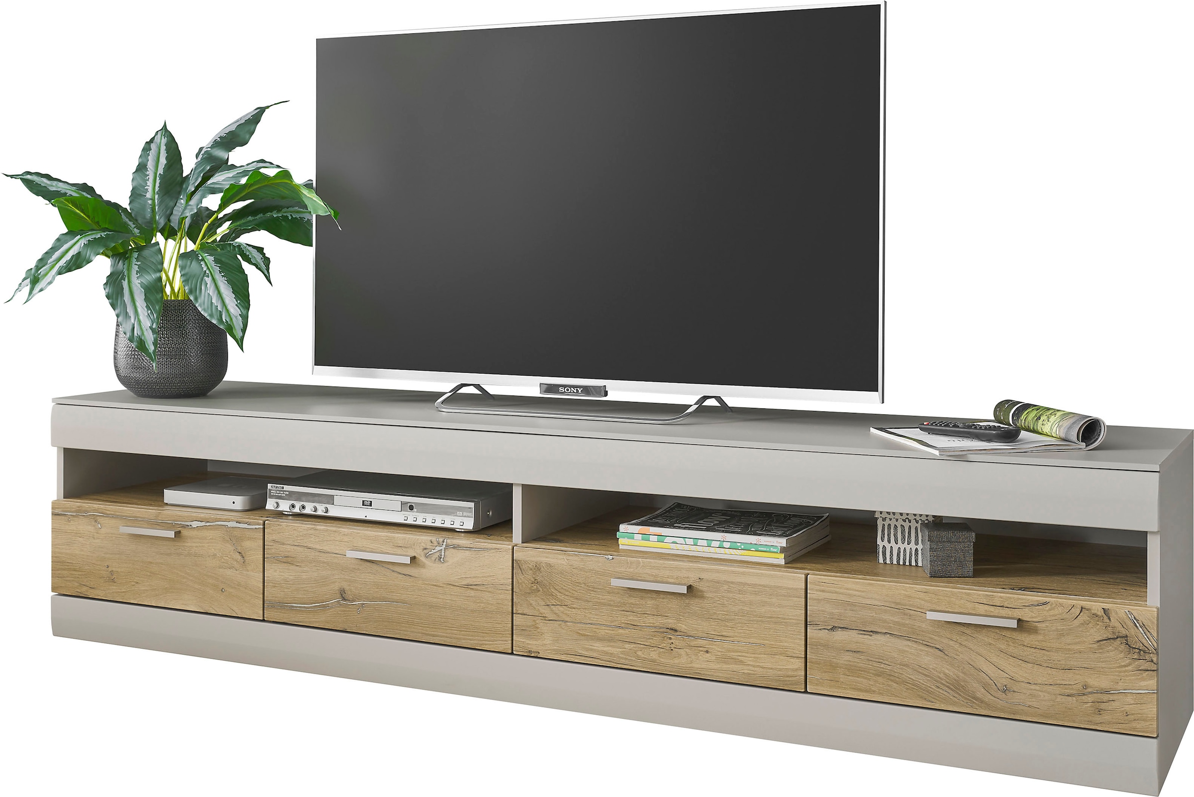 INOSIGN Lowboard »SCARA«, mit Applikation Zinneiche Dekor, Breite 200 cm, mit Softclose-Funktion