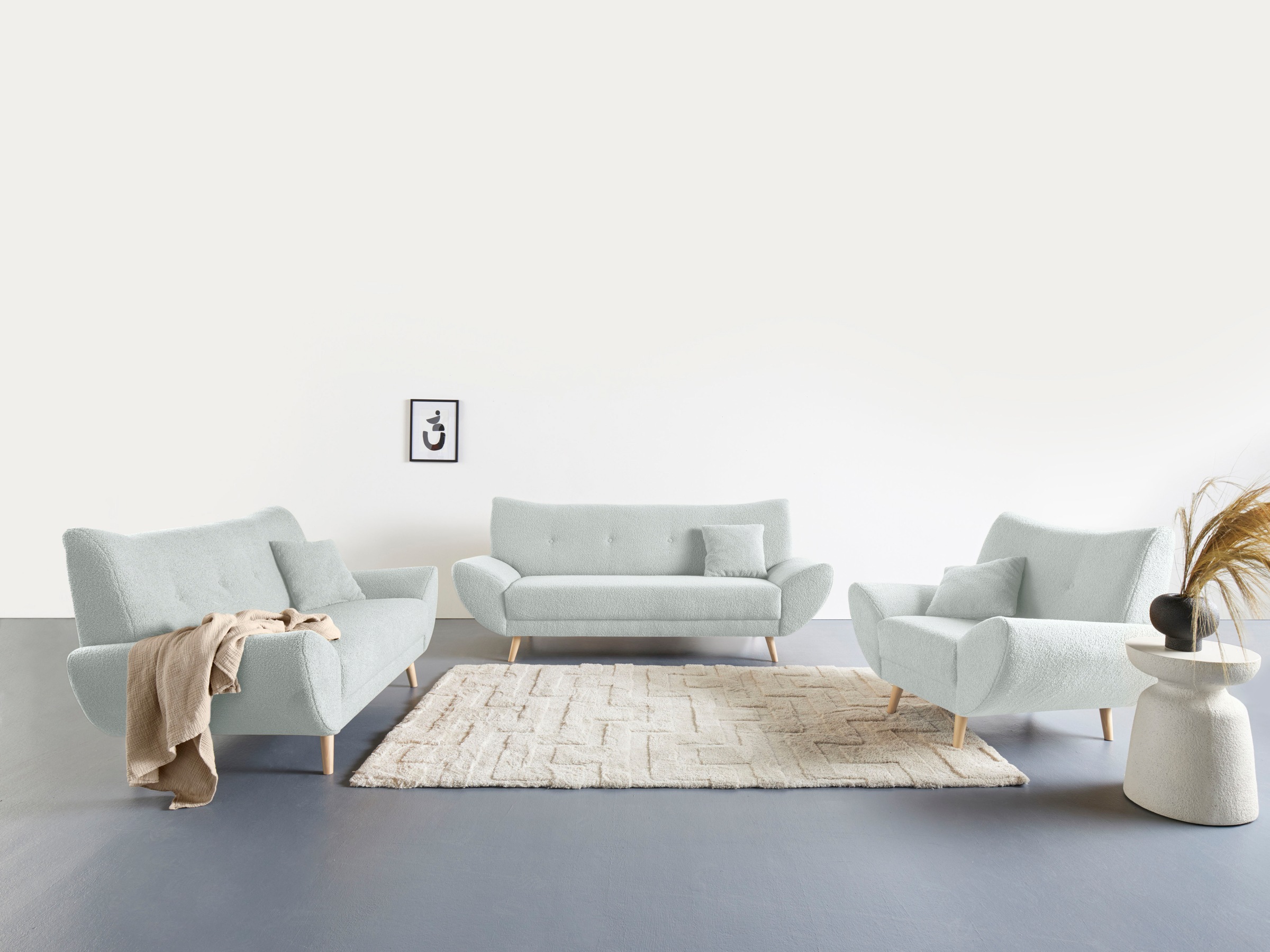 Home affaire Polstergarnitur »Basta« 3 Stk. tlg. Komfortable Wellenunterfed günstig online kaufen