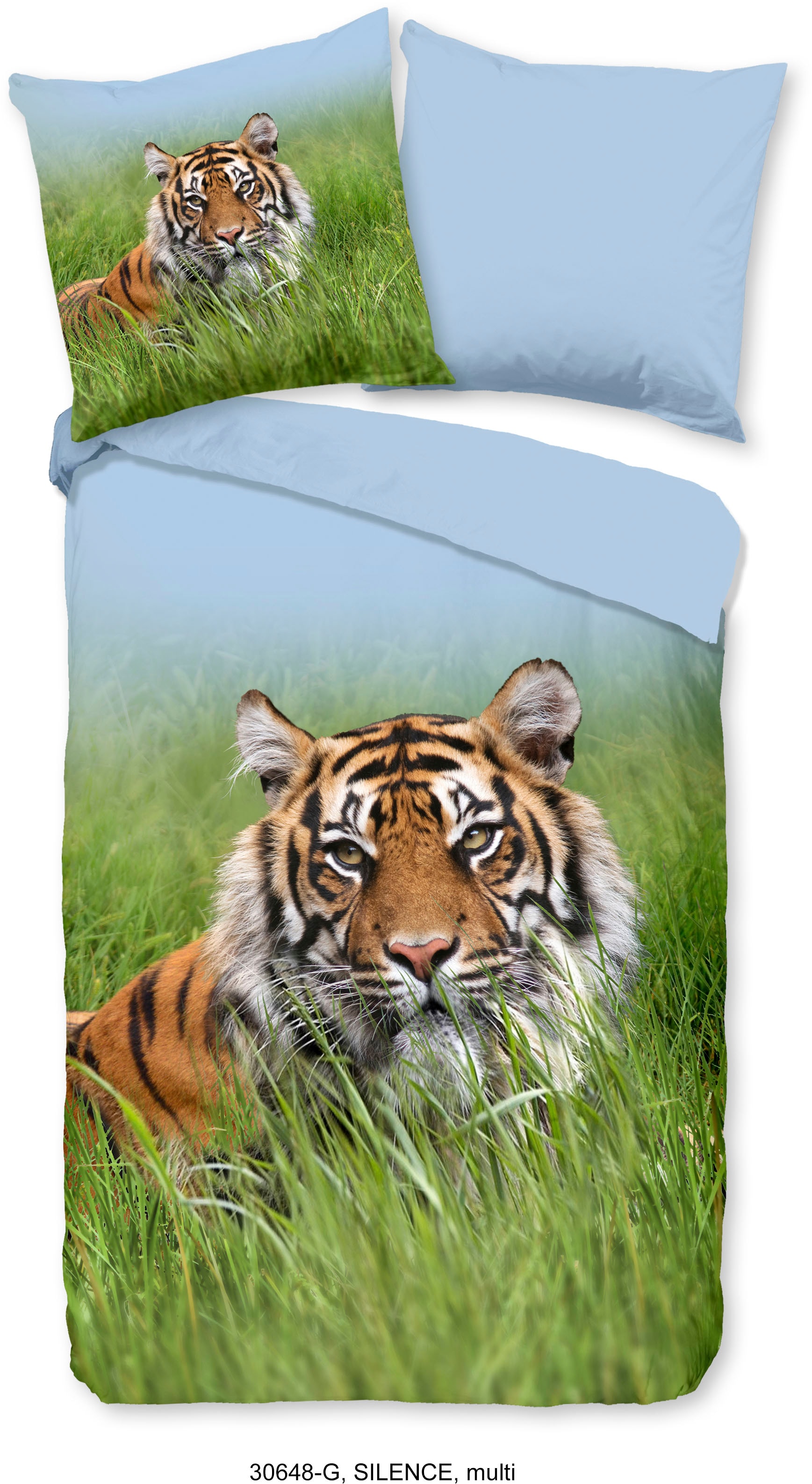 good morning Wendebettwäsche »Silencet«, 100% Baumwolle, 2 Teilig, 135x200, Reißverschluss, Wendeoptik, Tiger