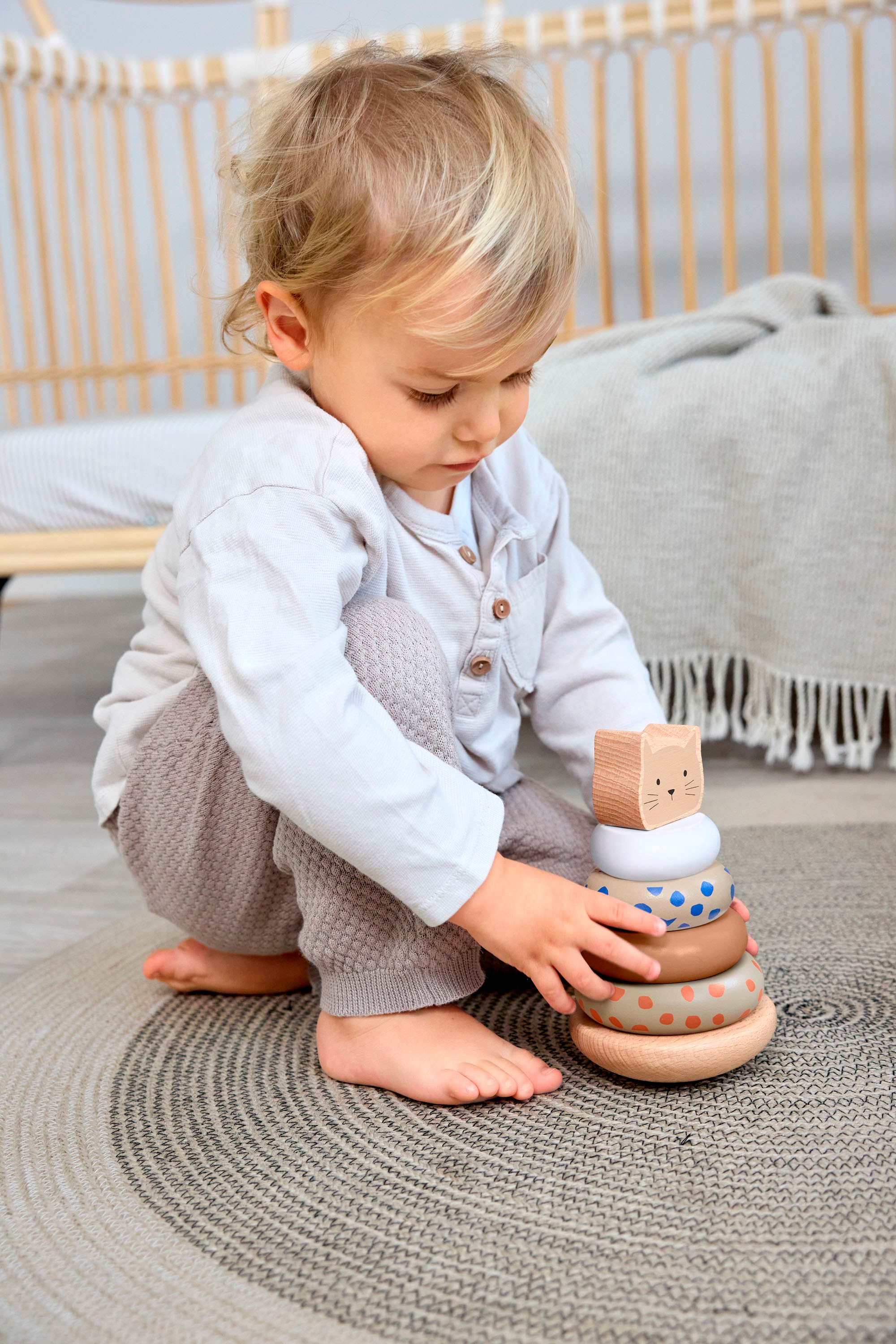 LÄSSIG Stapelspielzeug »Stapelringturm Wood Little Mateys«, FSC® - schützt Wald - weltweit