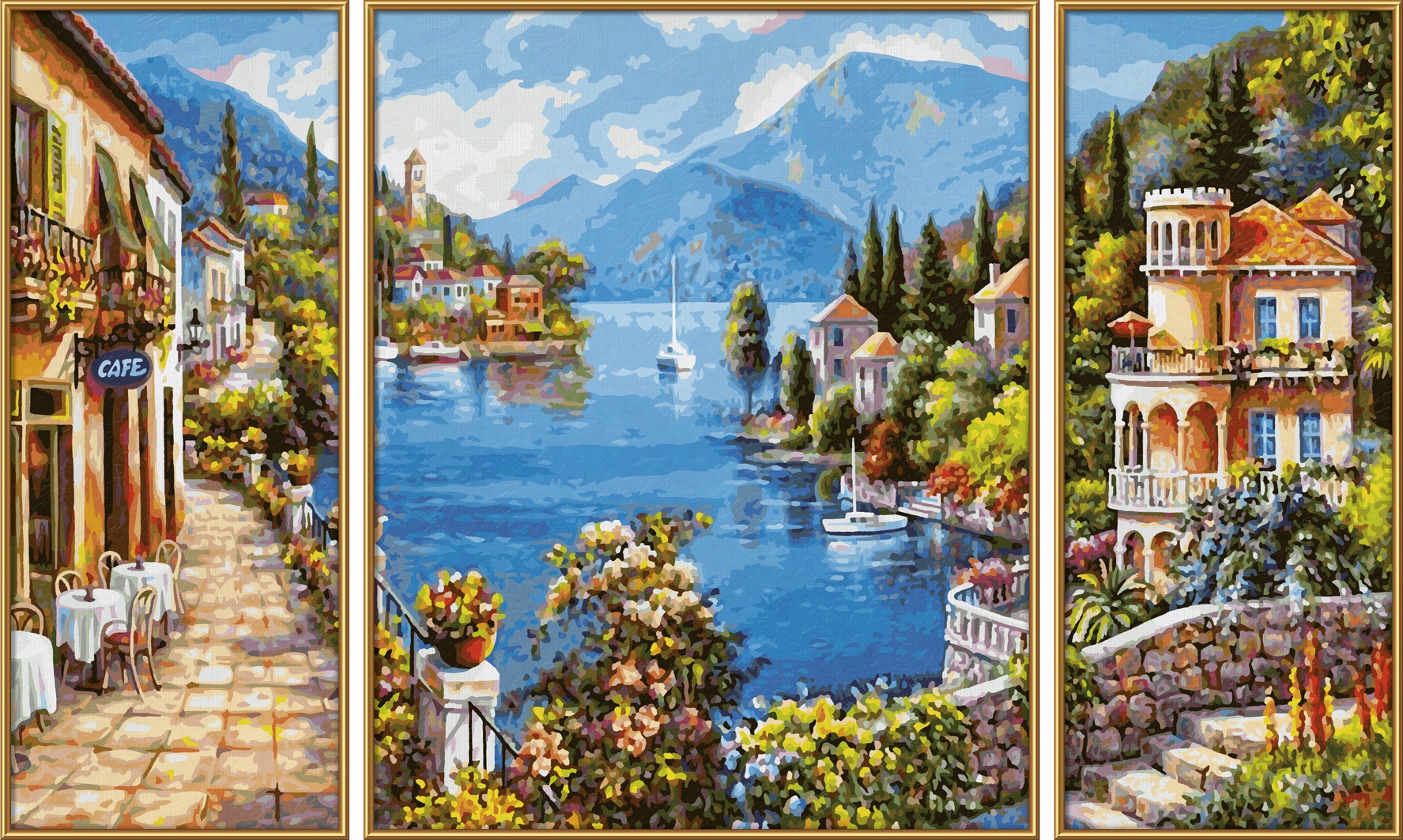 Schipper Malen nach Zahlen »Meisterklasse Triptychon - Lago Romantico«, Made in Germany