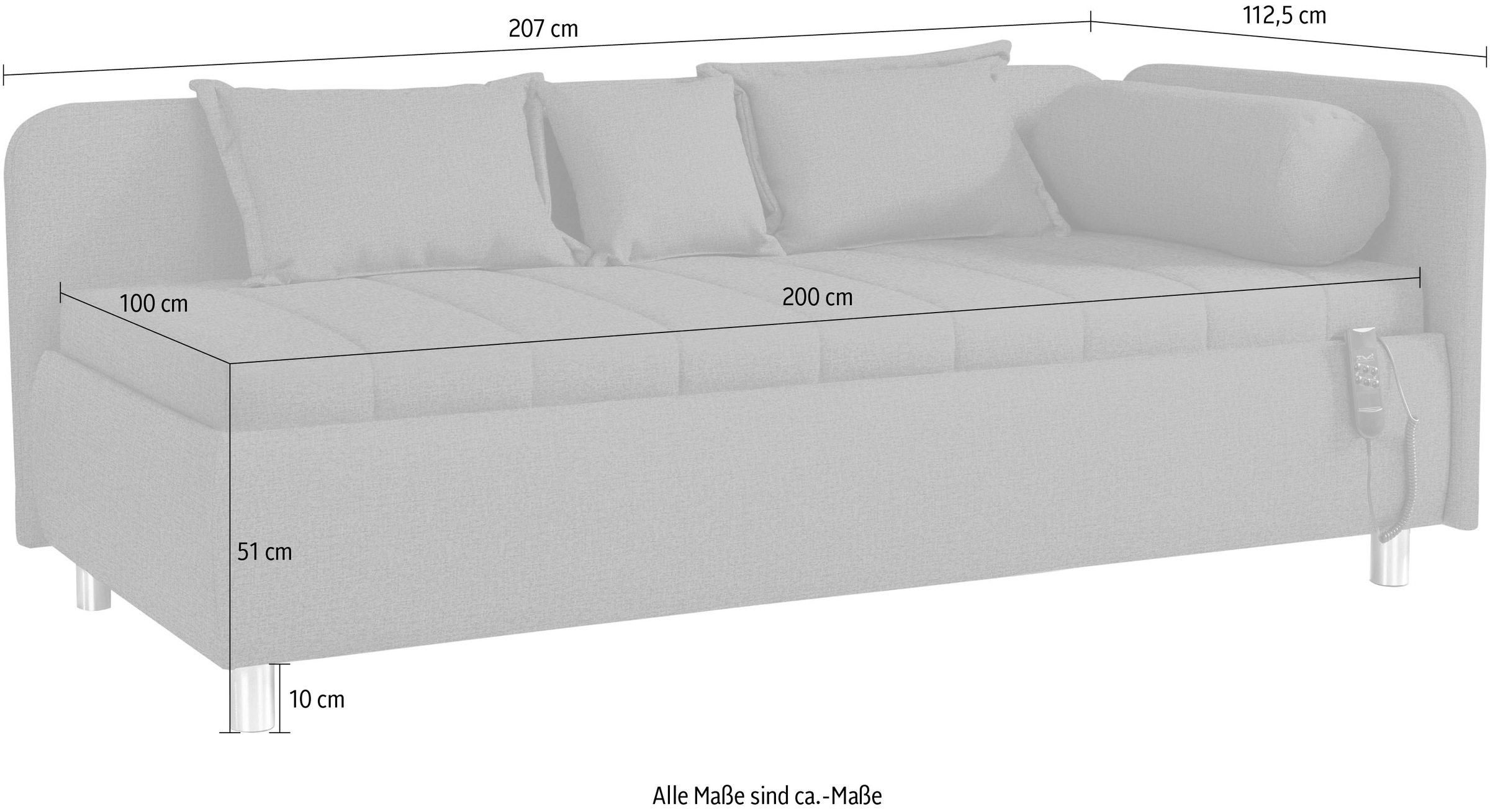 90/200 100/200 cm ADA trendline auf cm und Schlafsofa mit Rechnung Liegefläche Bettkasten kaufen oder Zierkissen, »Kiana«,